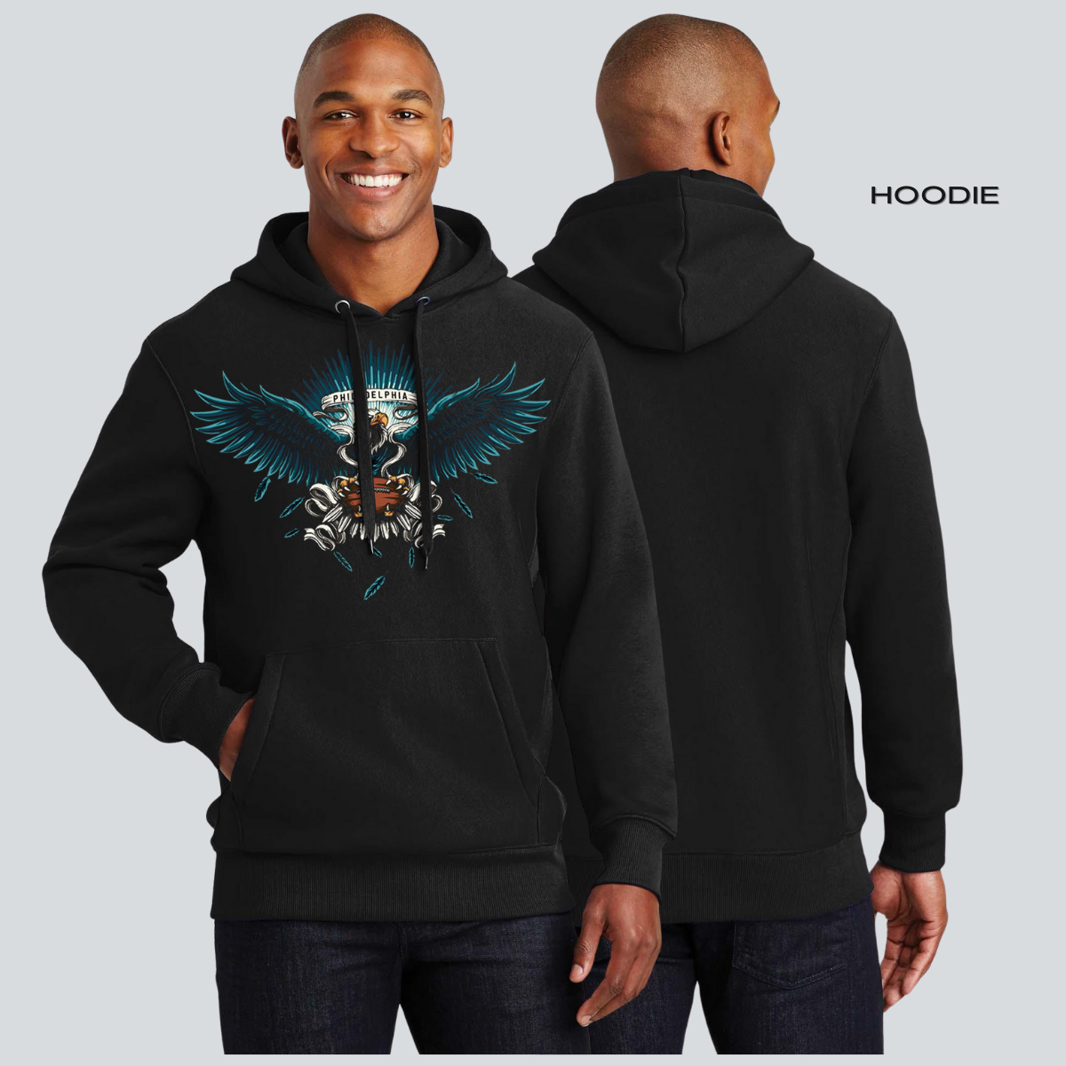 Philadelphia Football Bundle 4-Piece: Hoodie + Sweatshirt + Short Sleeve Tee + Long Sleeve T-Shirt