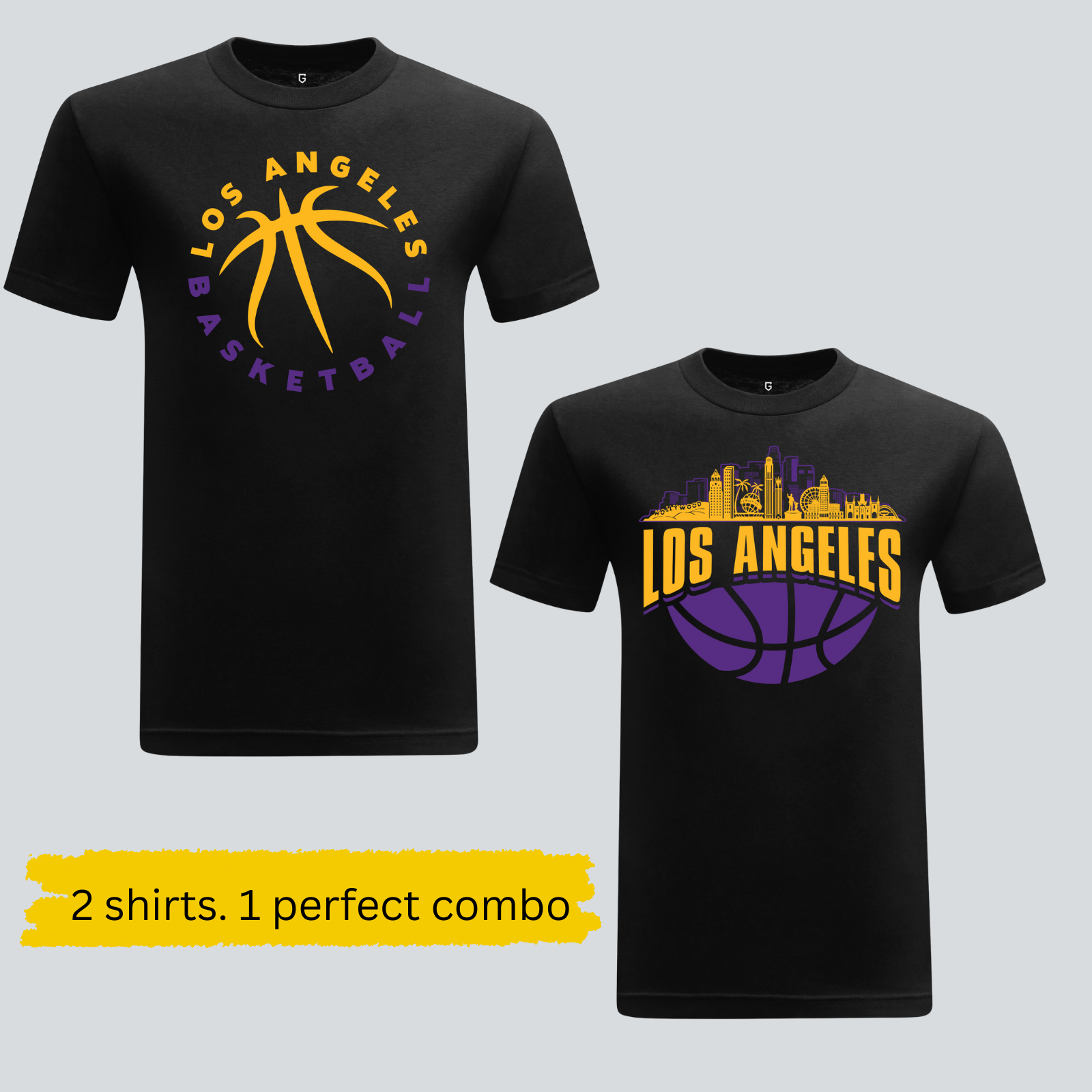 Los Angeles Basketball Graphic Tee 2-Pack Shirt Bundle