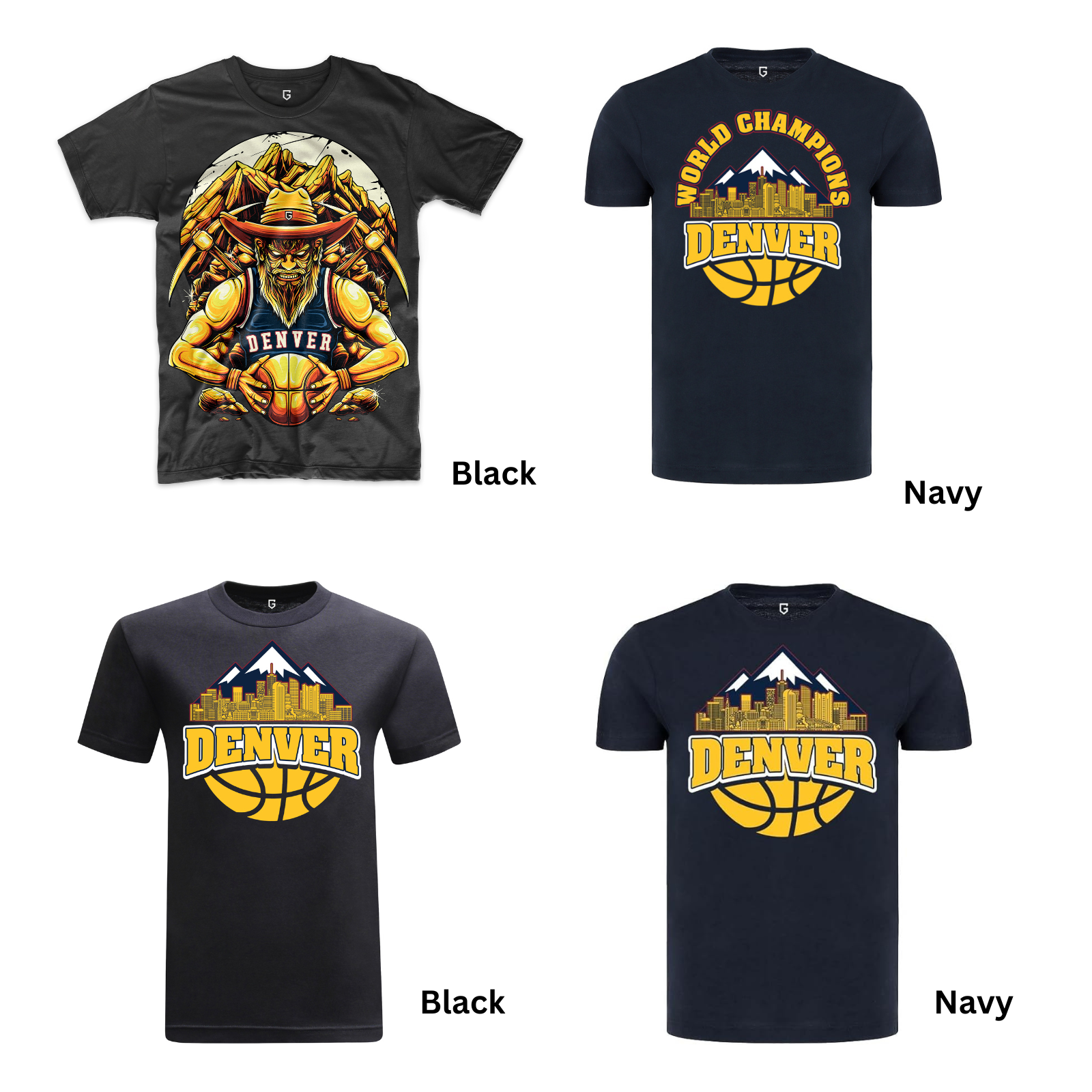 Denver Basketball 4-Pack Shirt Bundle – Black & Navy