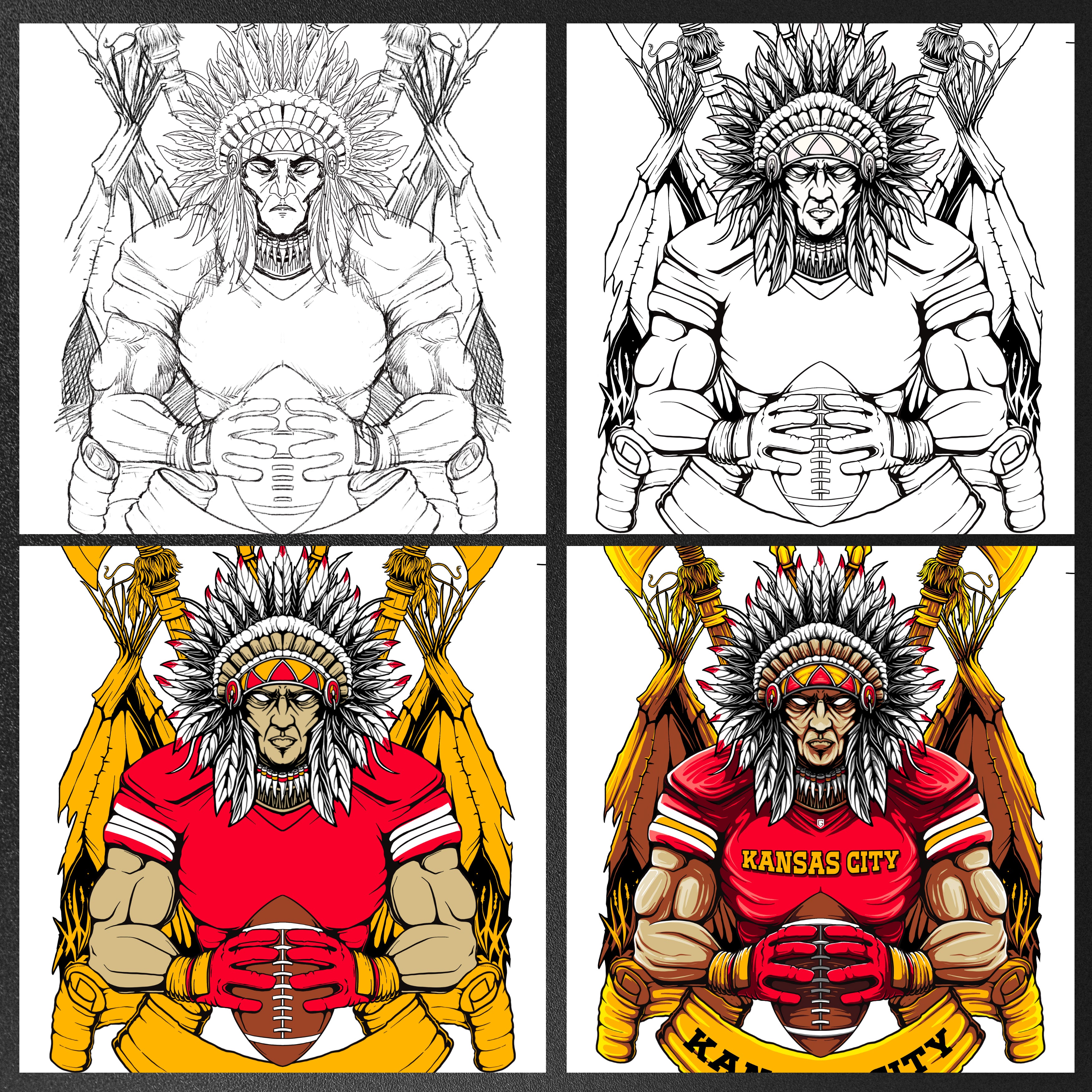 Kansas City Football Tomahawk Men's Graphic Hoodie