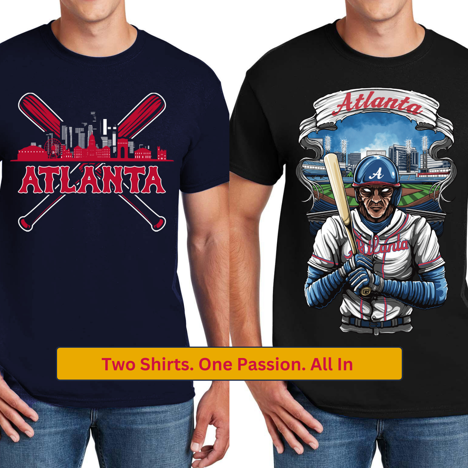 Atlanta Baseball Graphic Tee- 2-Pack Shirt Bundle