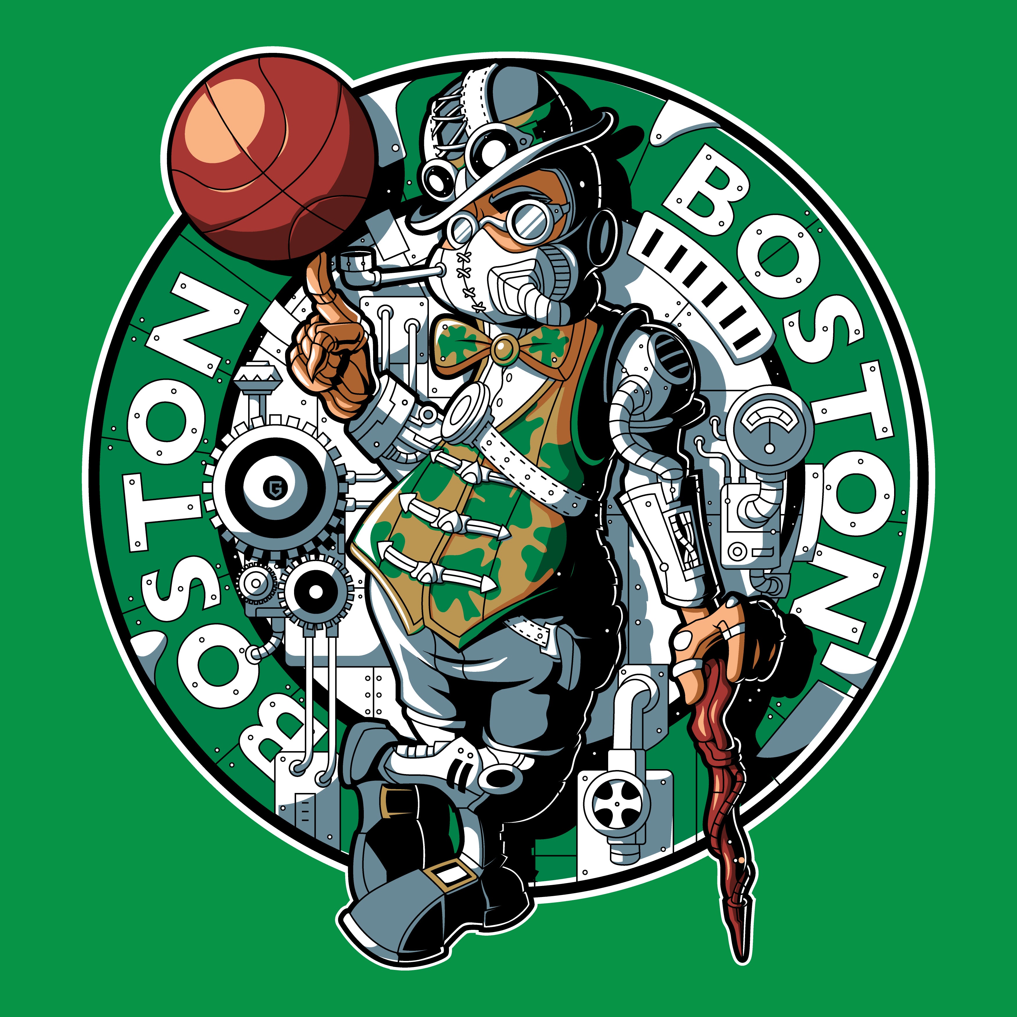 Boston Steampunk Basketball Men's T-Shirt