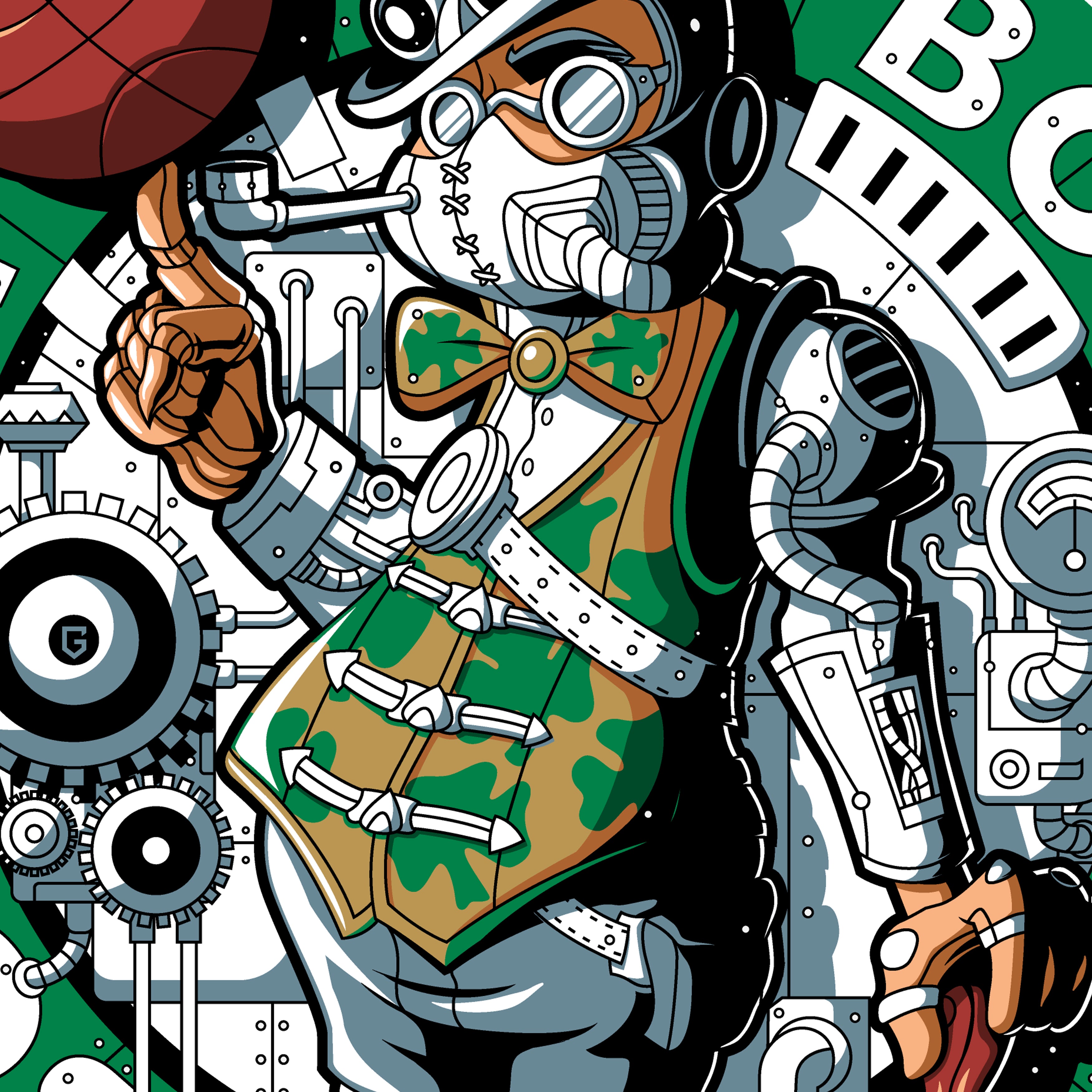 Boston Steampunk Basketball Men's T-Shirt