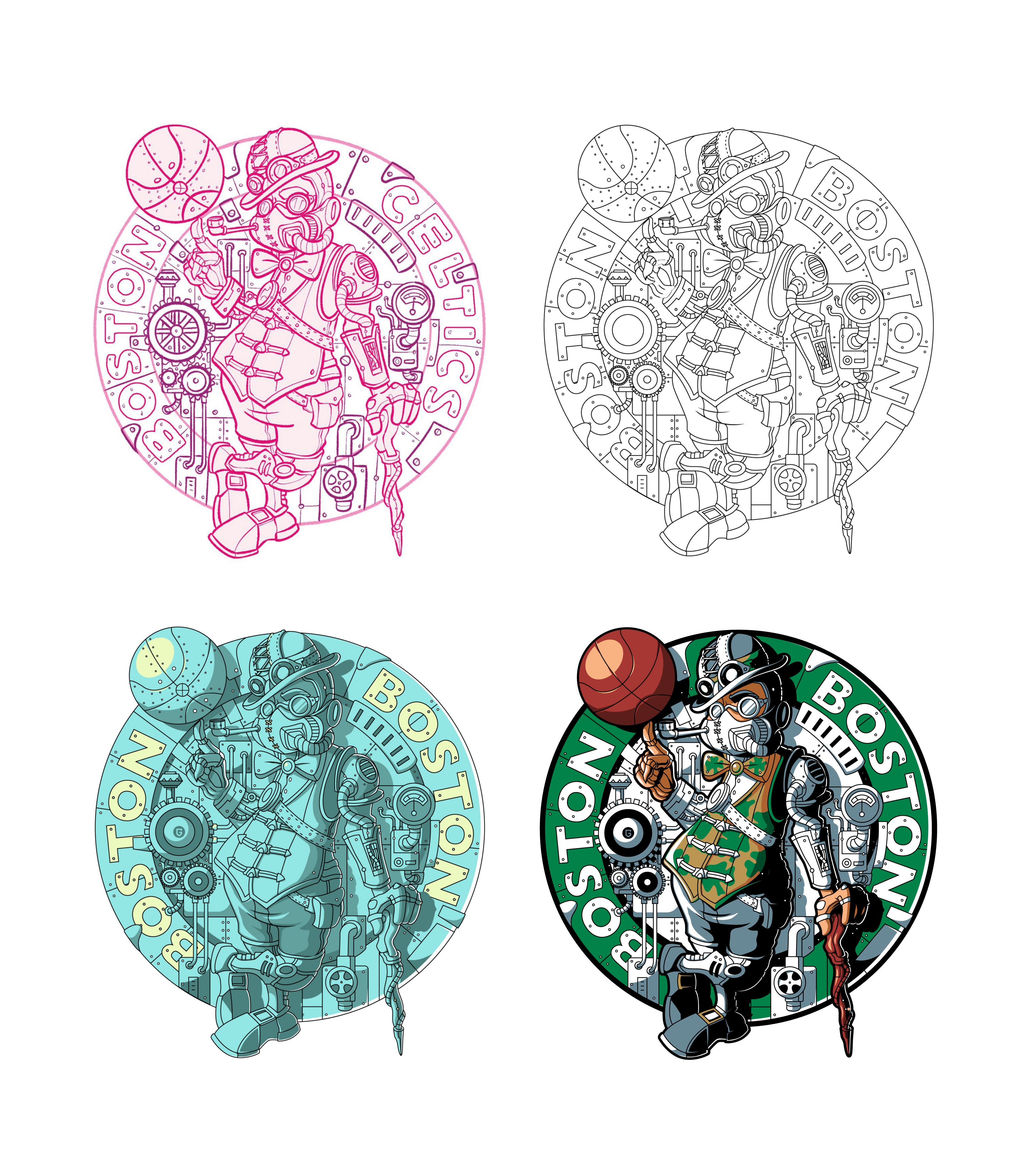 Boston Steampunk Basketball Men's T-Shirt