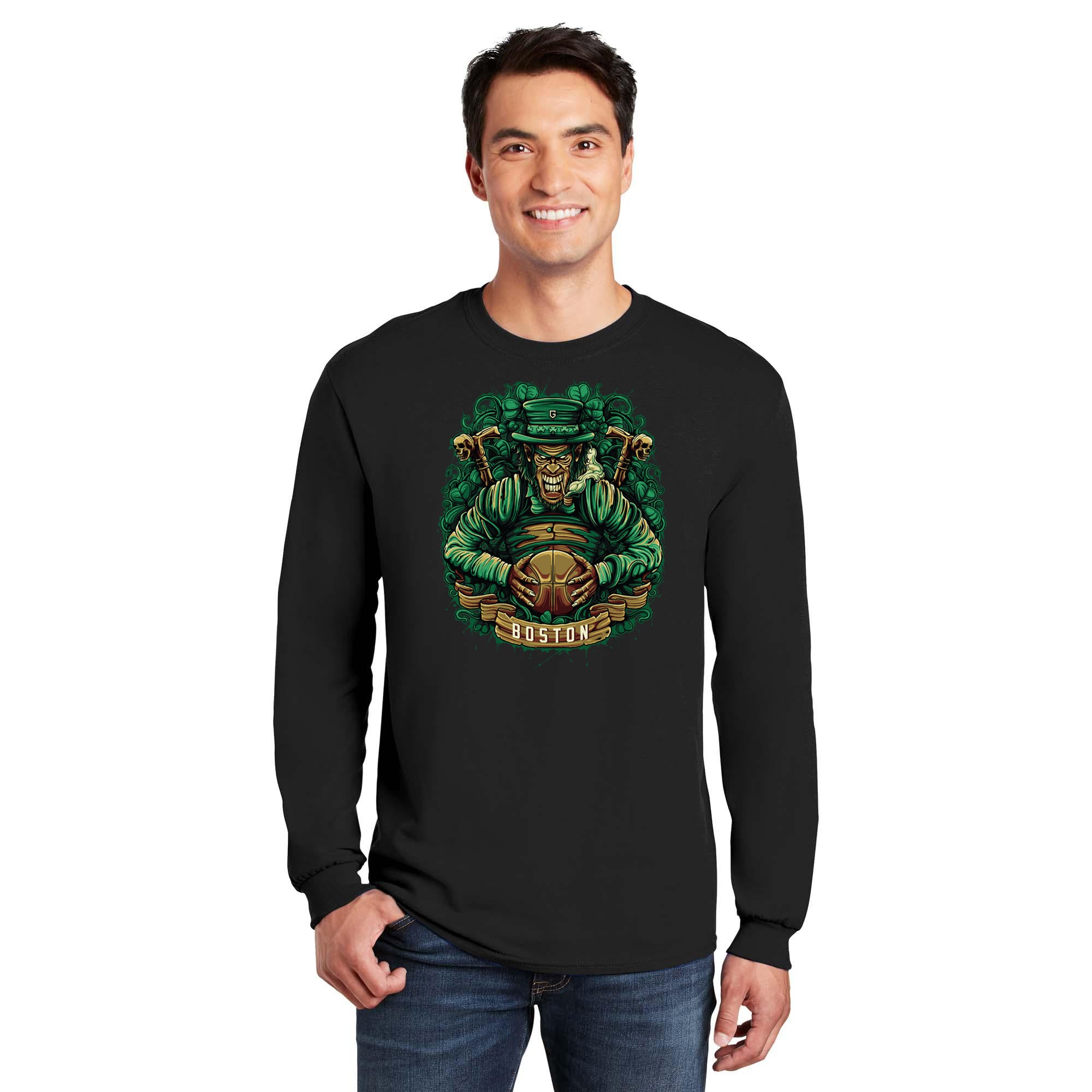 Boston Leprechaun Basketball Long Sleeve Men's T-Shirt