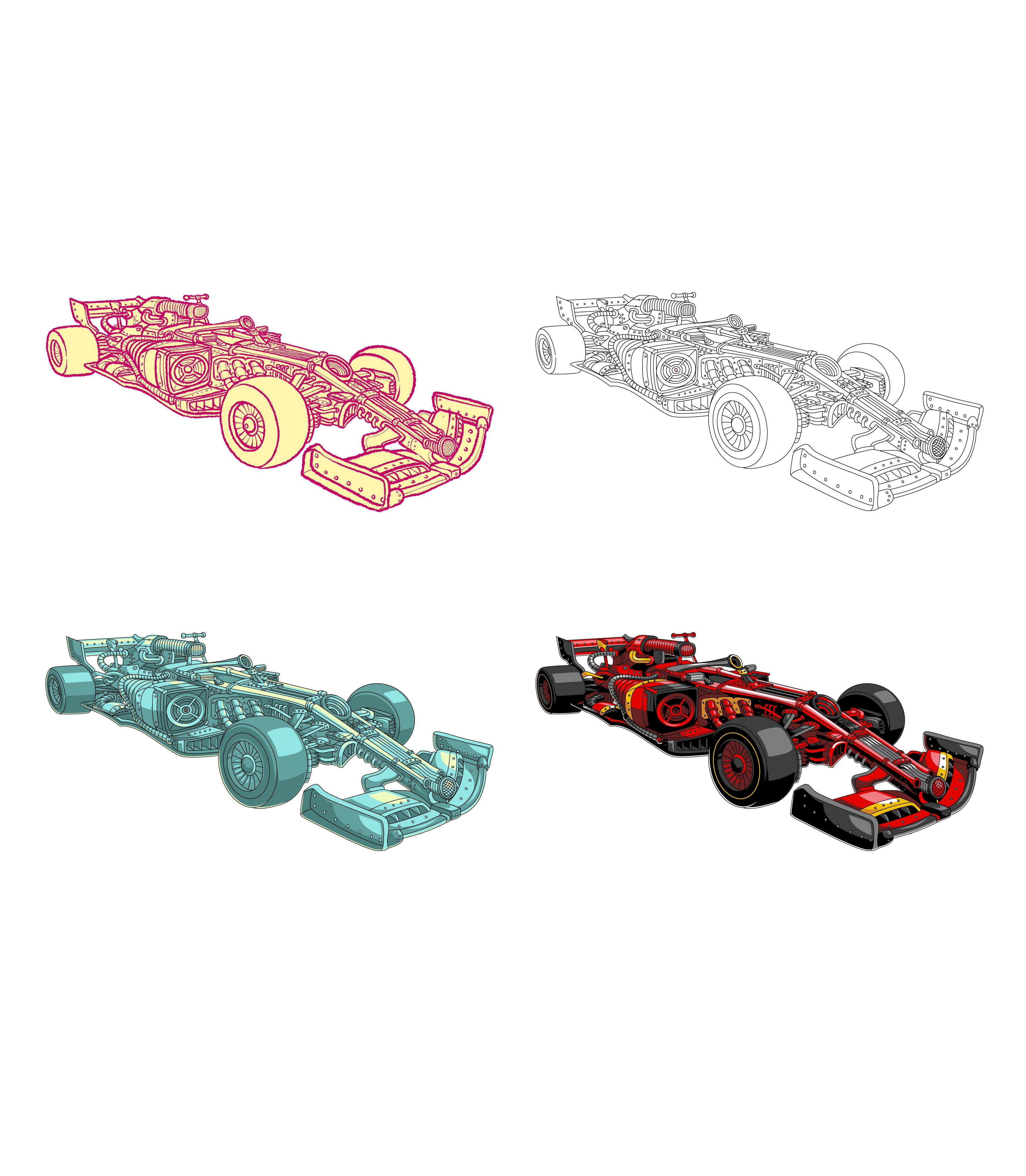FORMULA RACING RED CAR STEAMPUNK