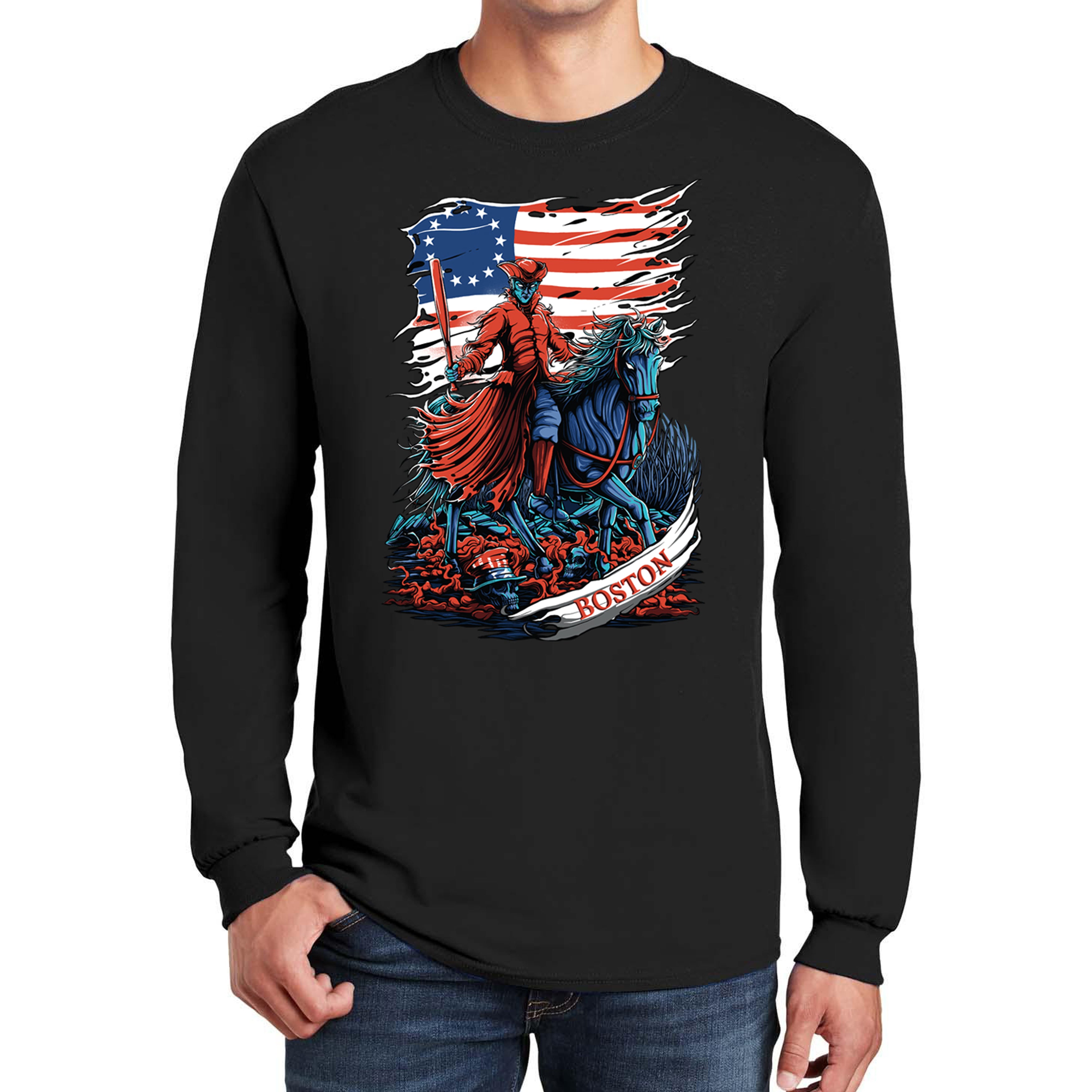 Boston Baseball Long Sleeve Men's T-Shirt
