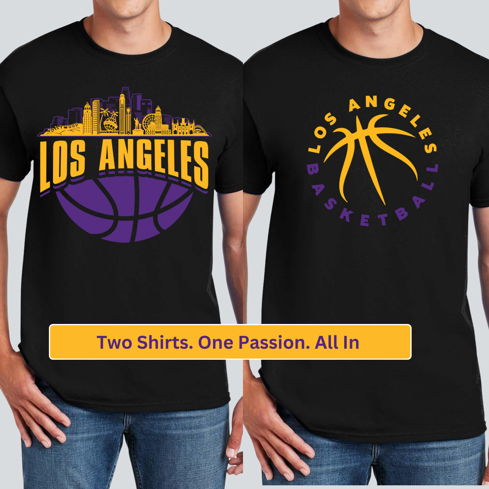 Los Angeles Basketball Graphic Tee 2-Pack Shirt Bundle