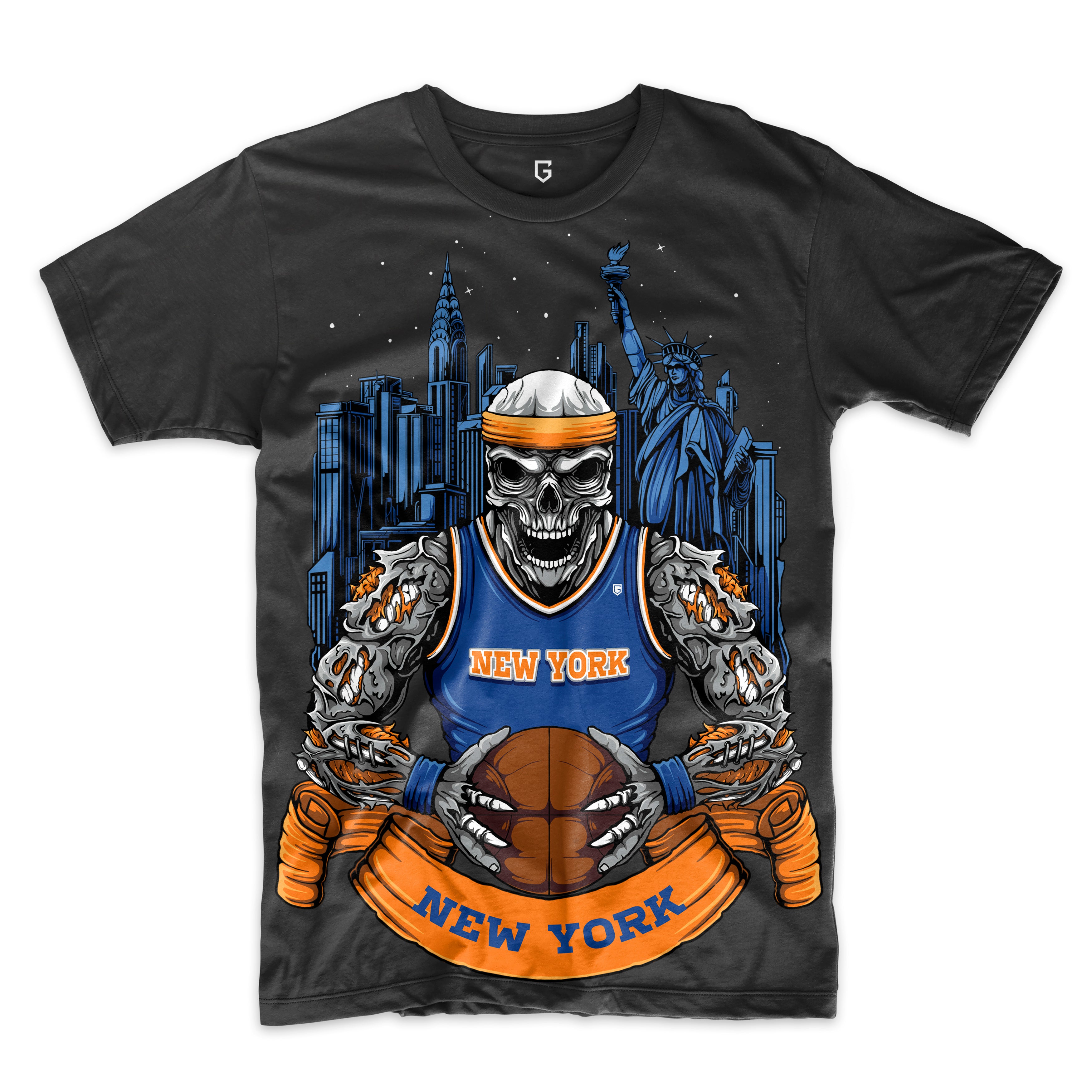 New York Basketball Skull Men's T-Shirt