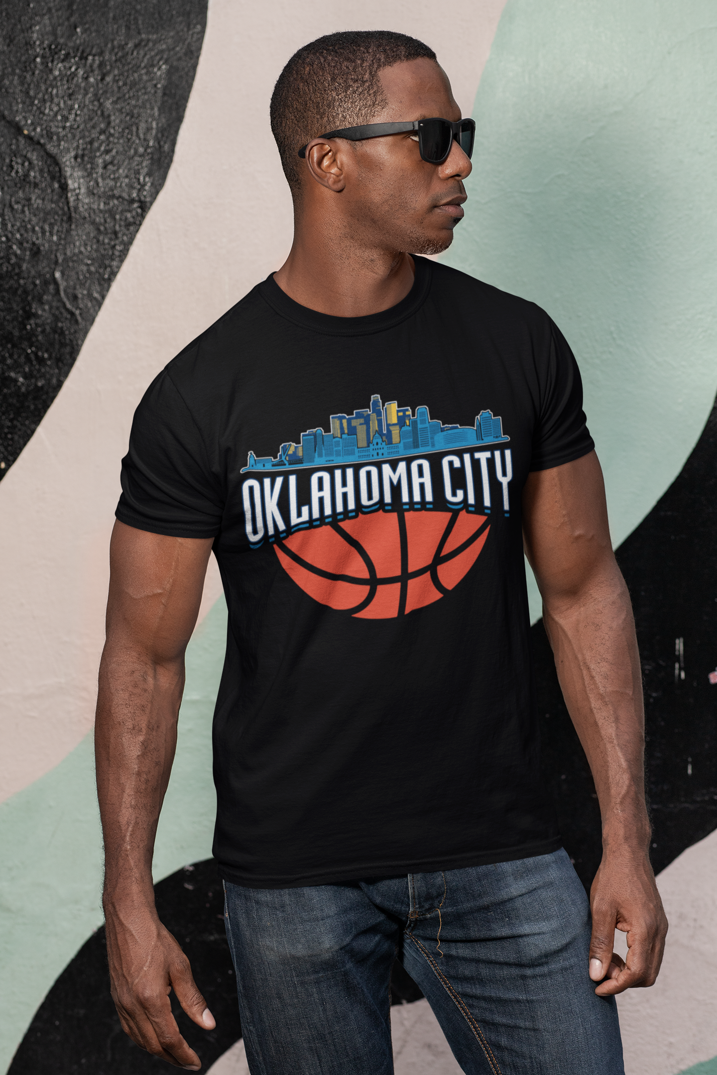 Oklahoma City Basketball Skyline Men's T-Shirt