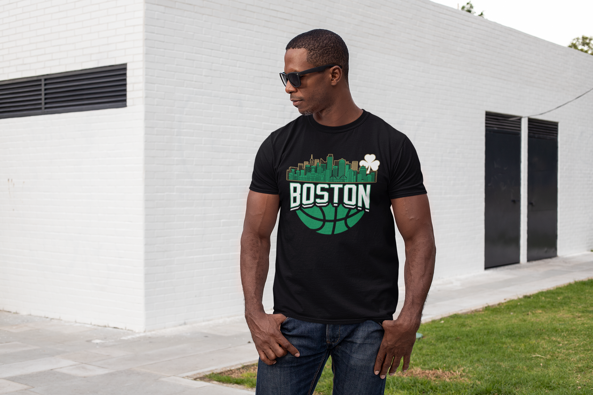 Boston Basketball Skyline Men's T-Shirt