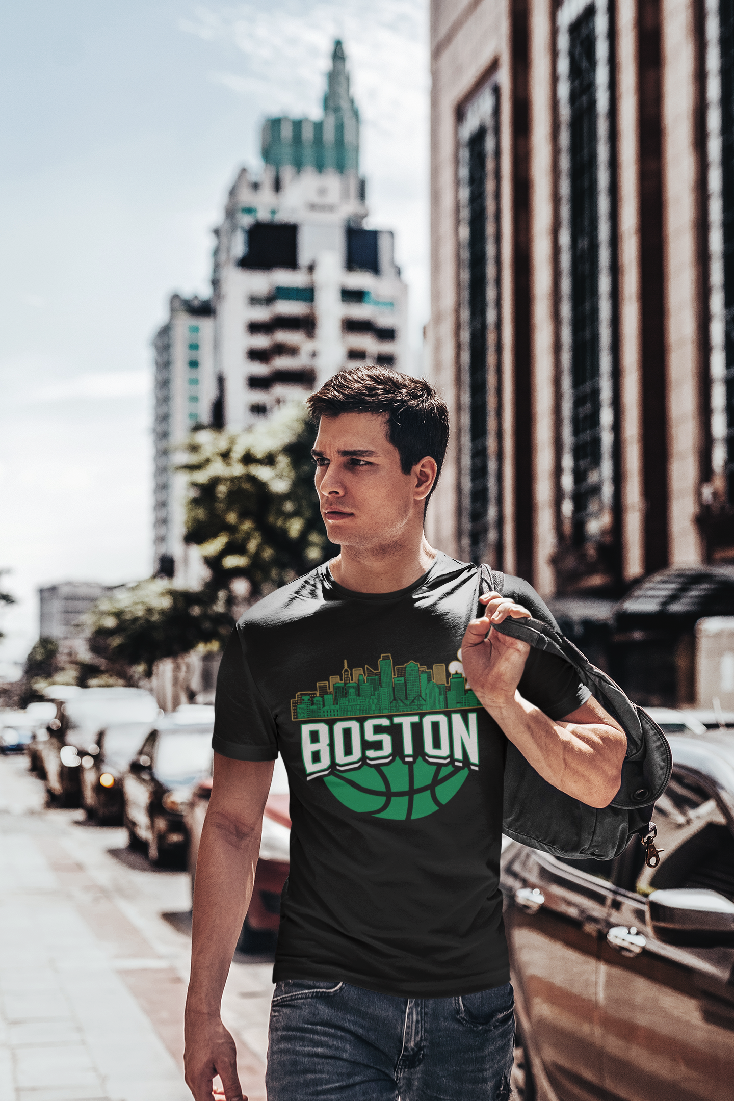 Boston Basketball Skyline Men's T-Shirt