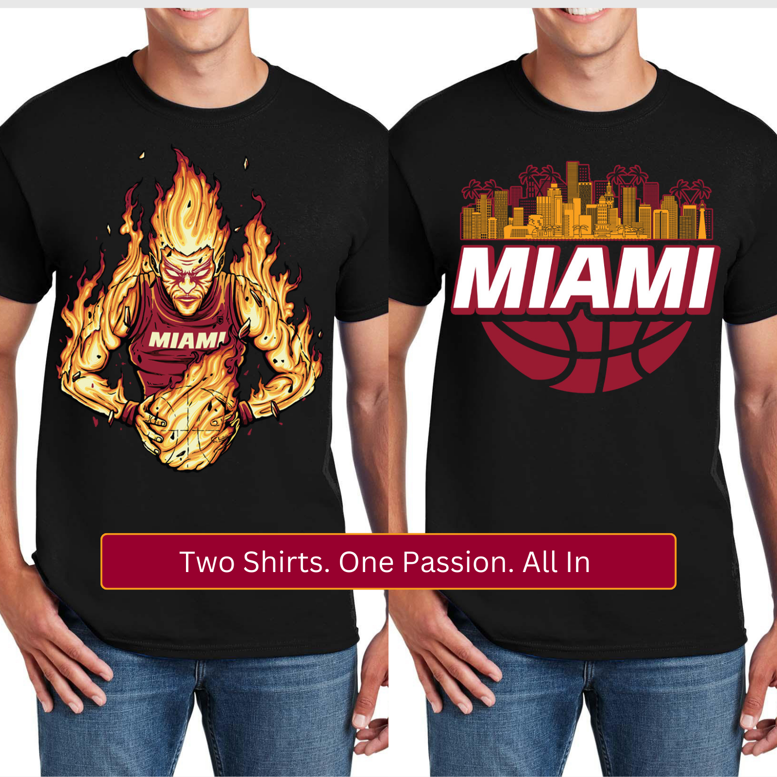 Miami Basketball Graphic Tee 2-Pack Shirt Bundle