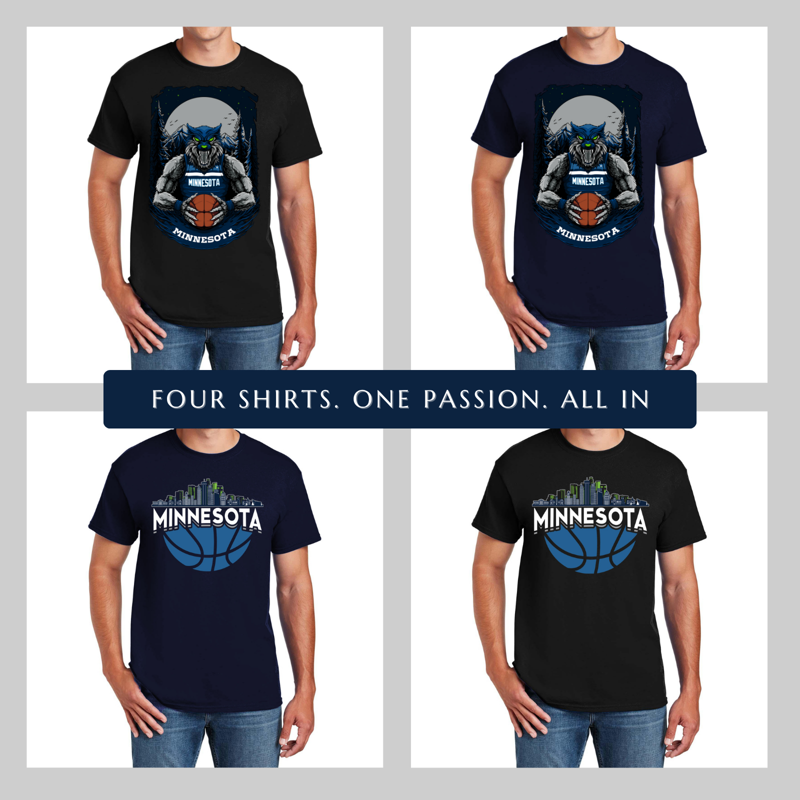 Minnesota Basketball 4-Pack Shirt Bundle – Black & Navy