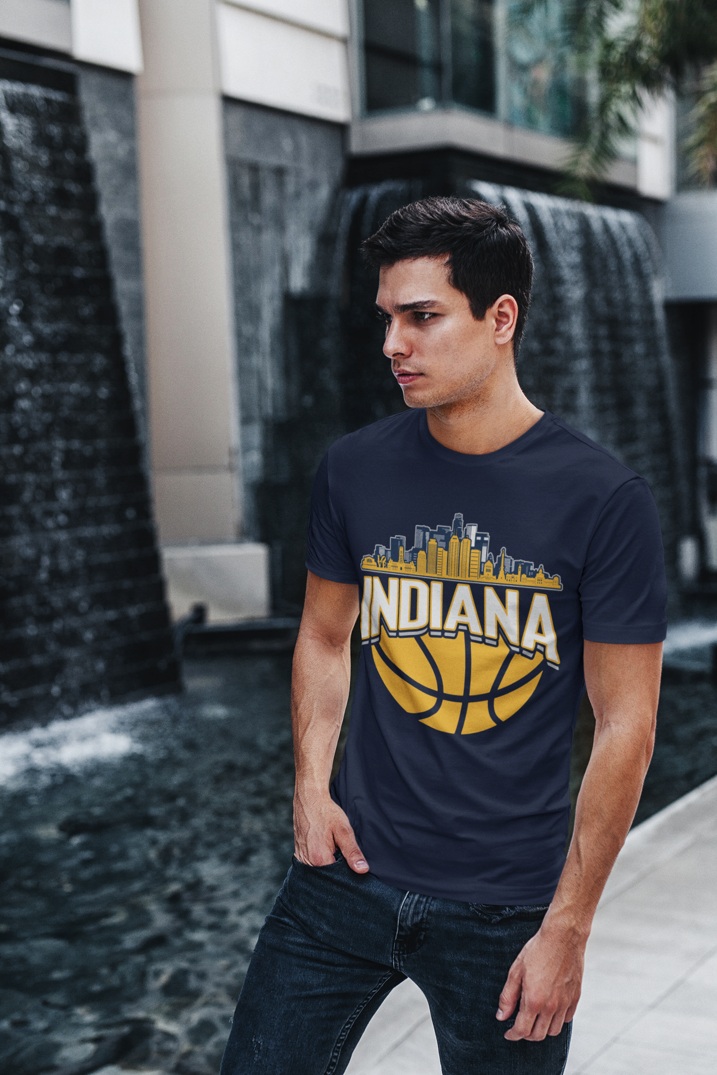 Indiana Basketball Skyline Men's T-Shirt