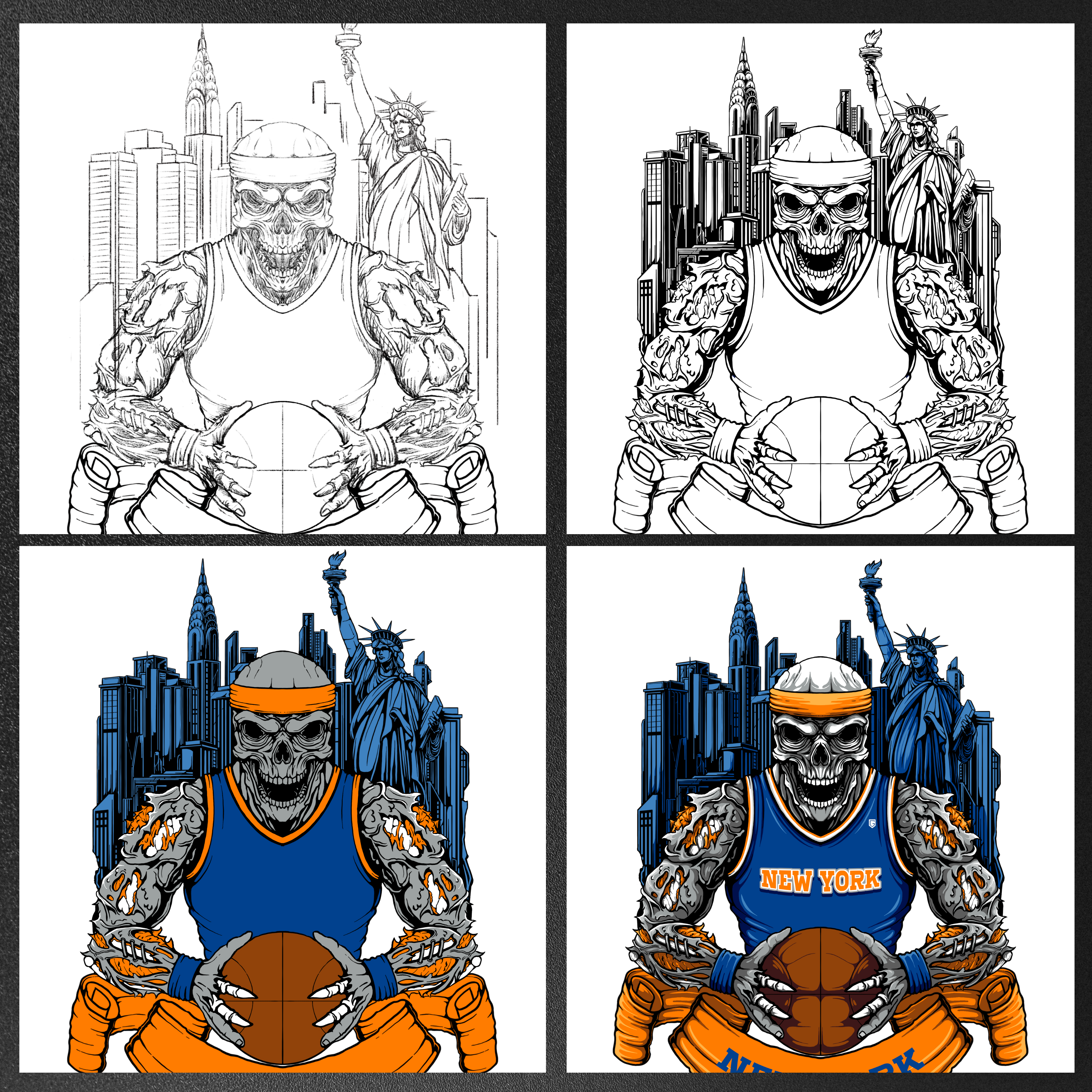 New York Basketball Skull Men's T-Shirt