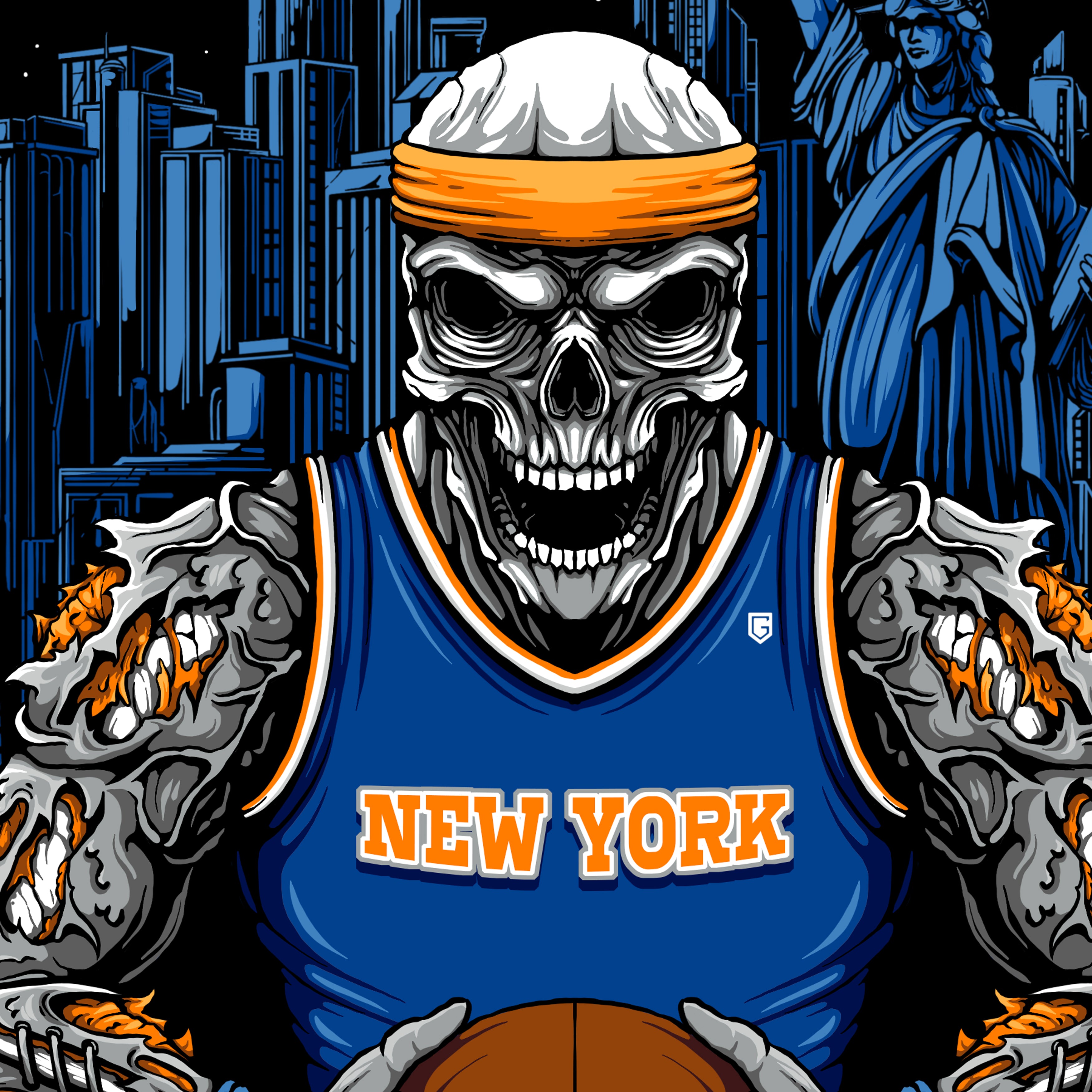 New York Basketball Skull Men's T-Shirt