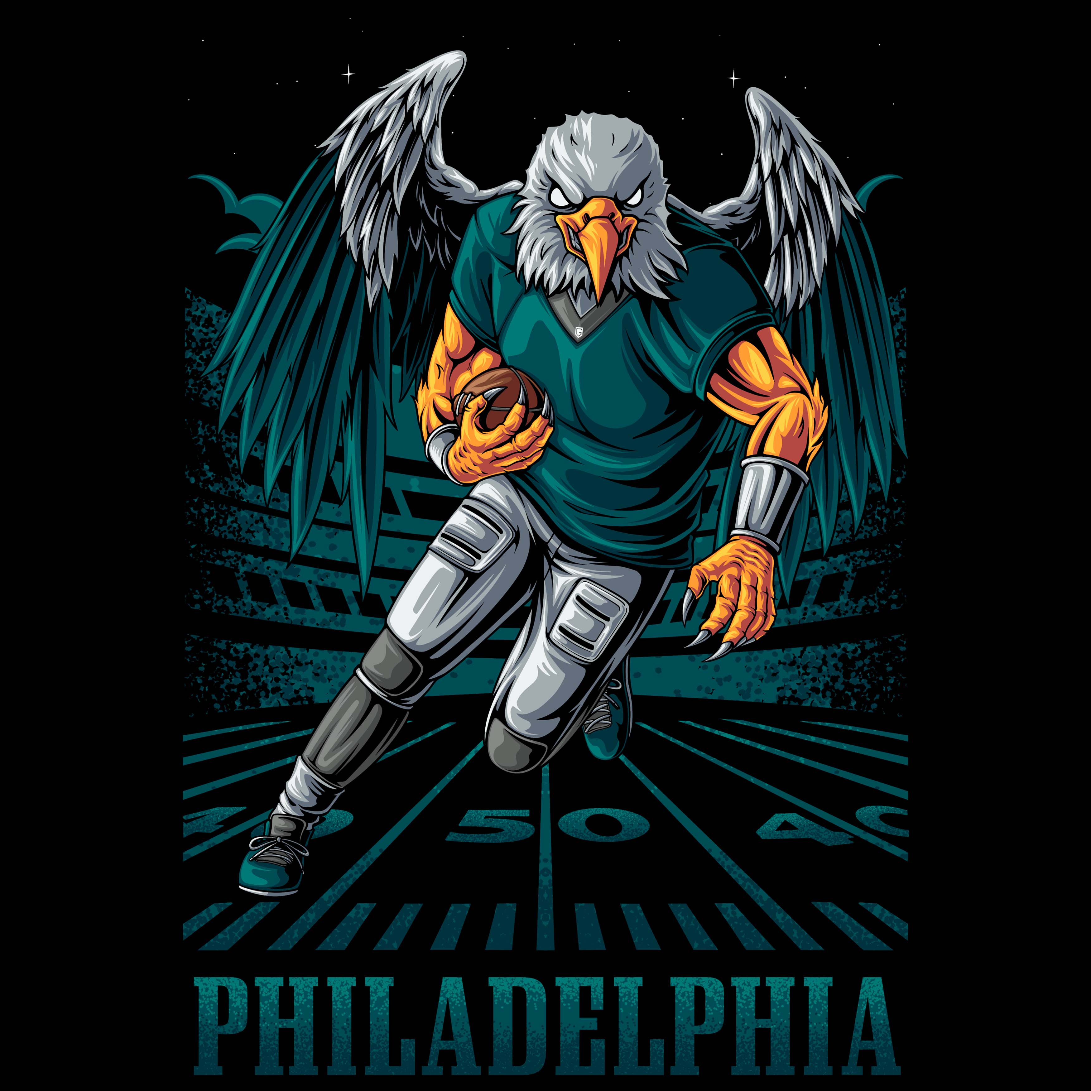 Philadelphia Football Run Men's Graphic Hoodie