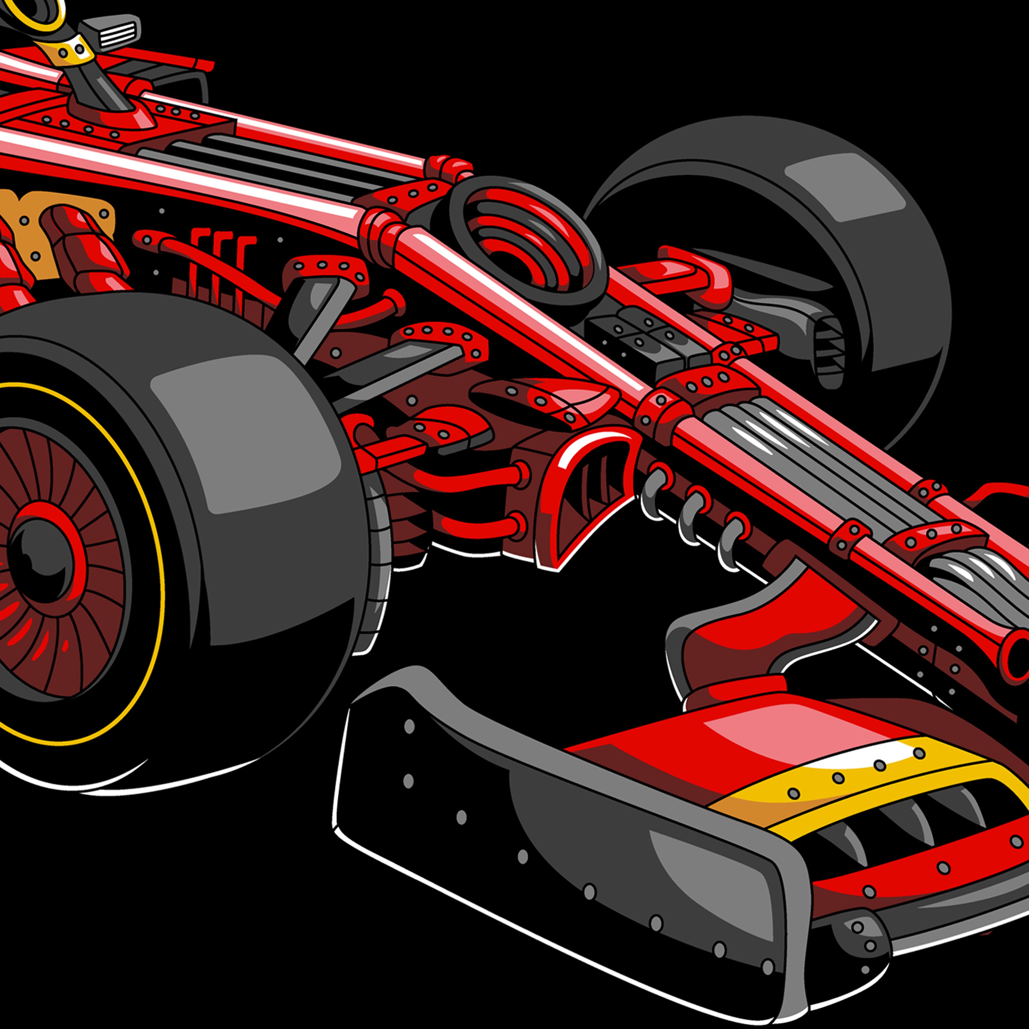 FORMULA RACING RED CAR STEAMPUNK