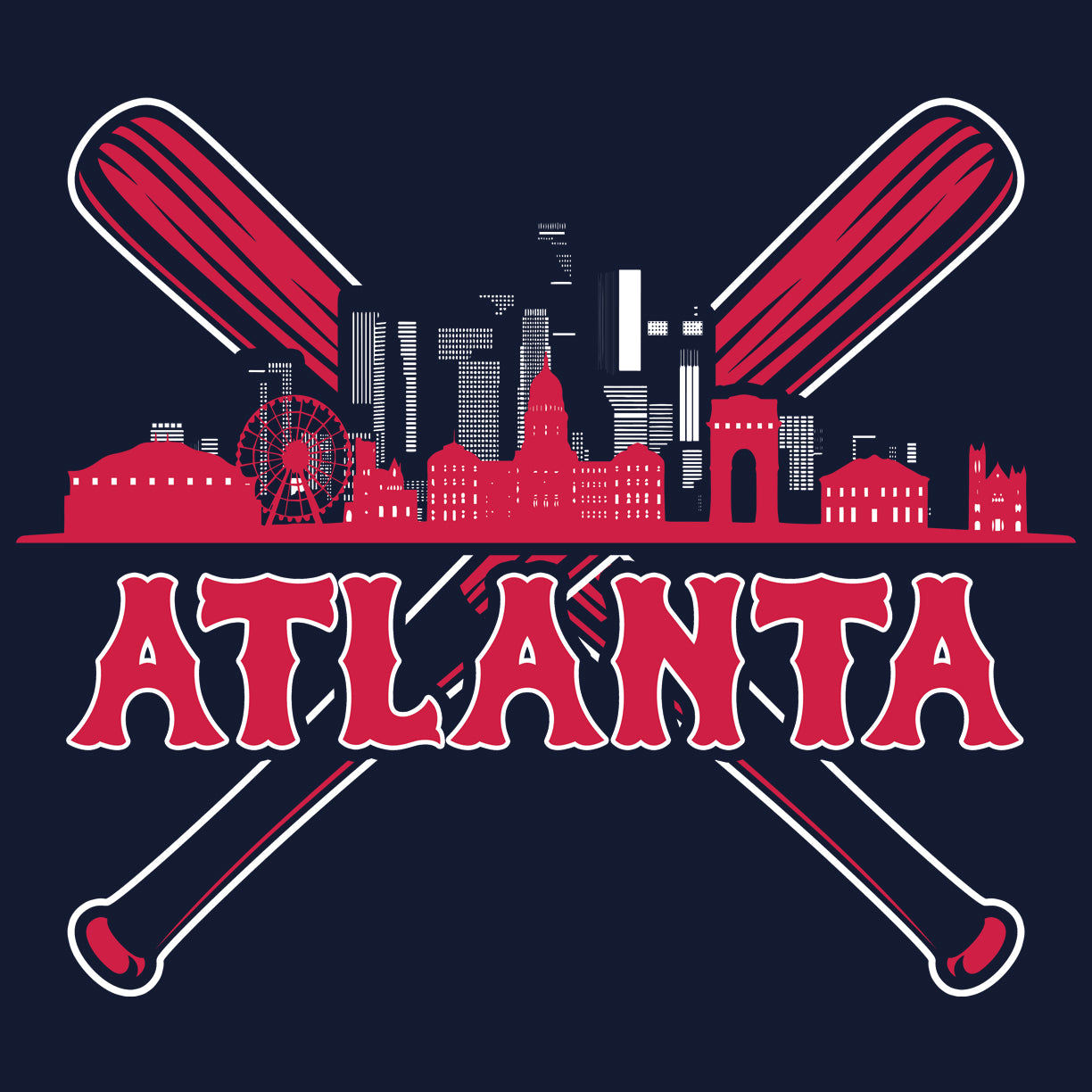 Atlanta Baseball Skyline Bat Men's T-Shirt