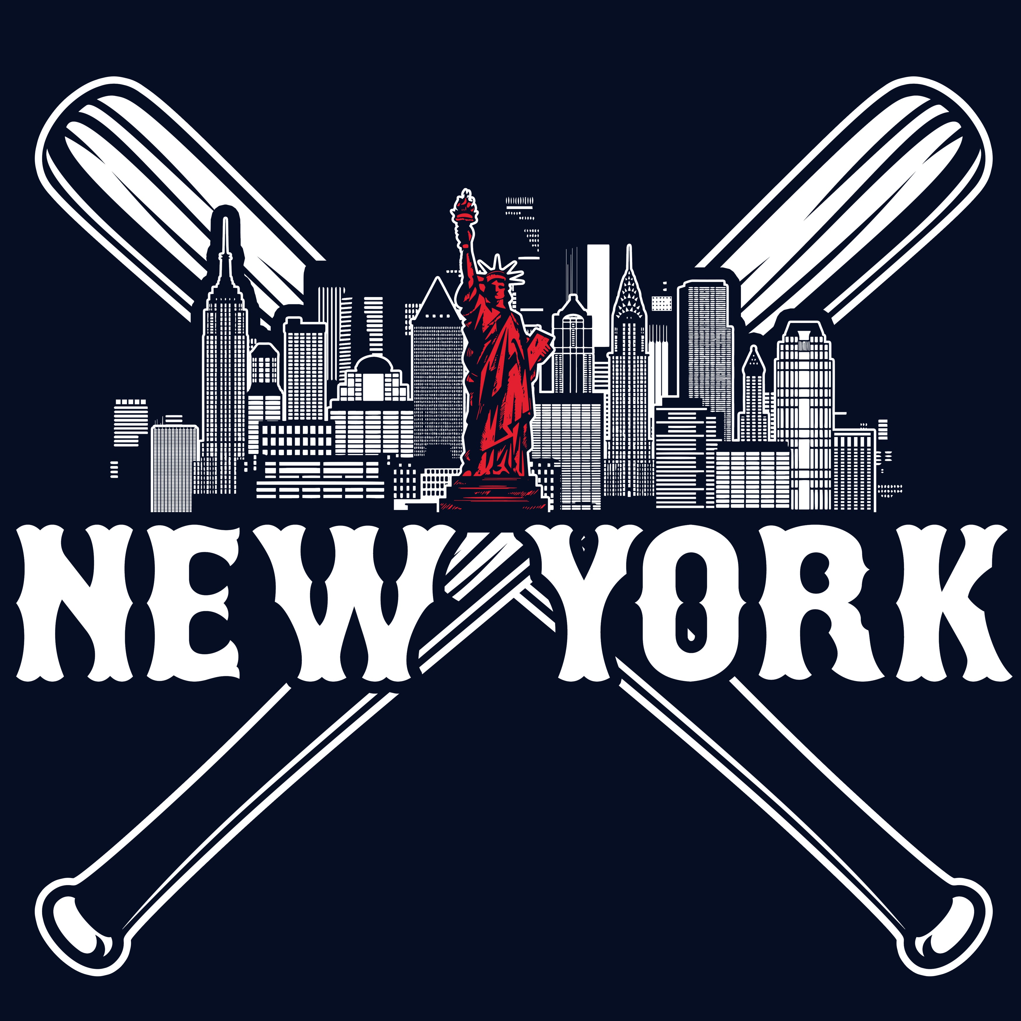 New York Baseball Skyline Bat Men's T-Shirt