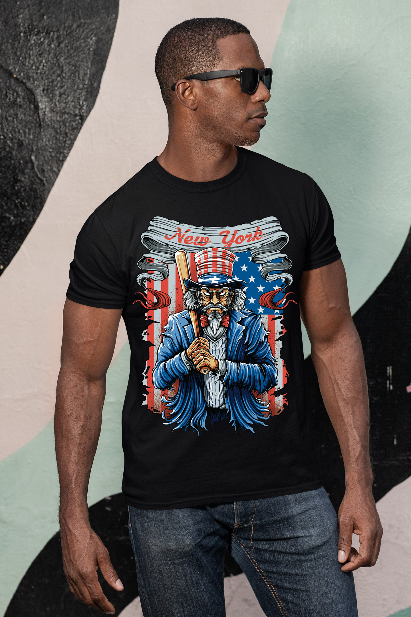 New York Baseball Uncle Sam Men's Graphic T-Shirt