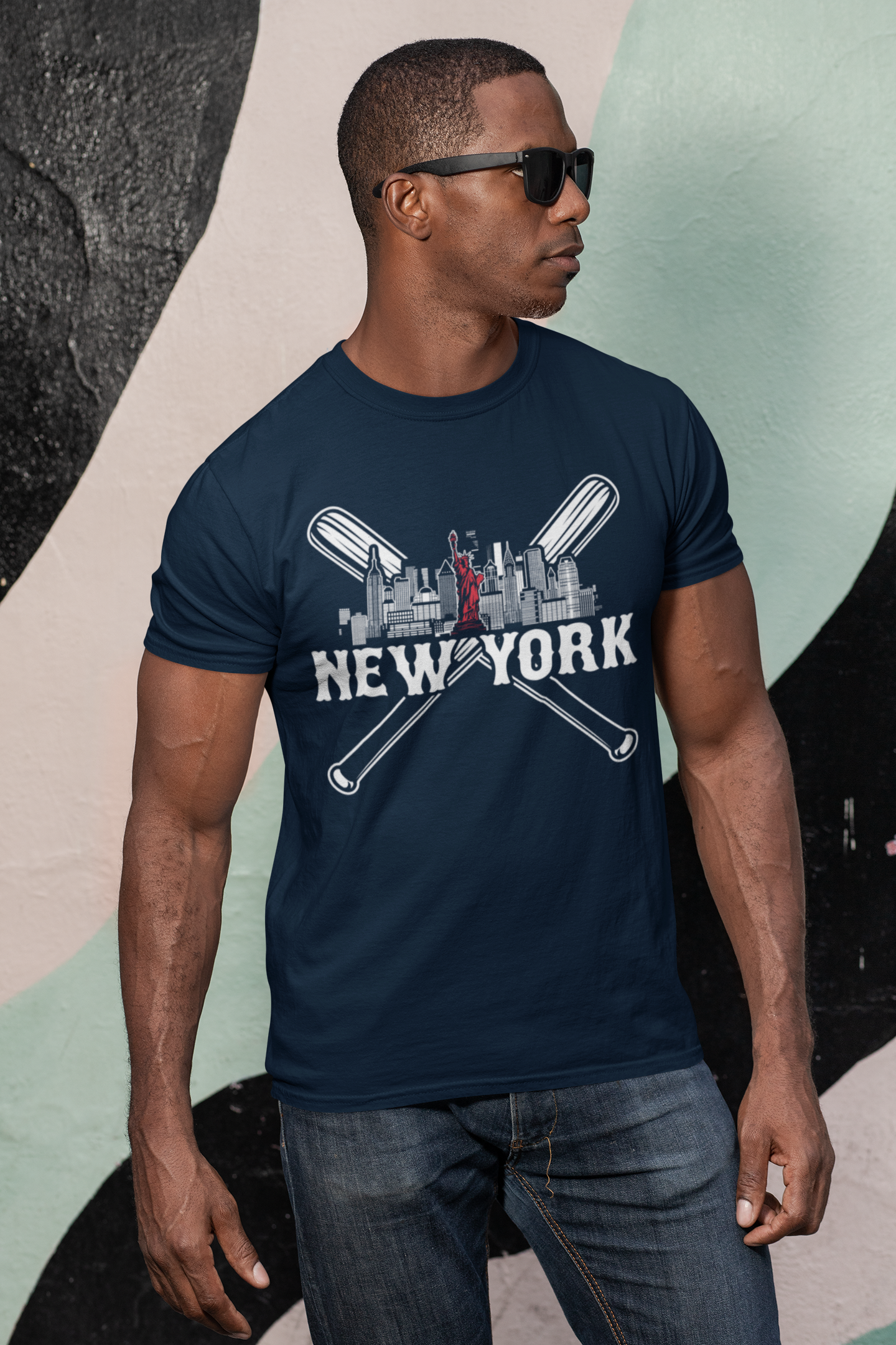 New York Baseball Skyline Bat Men's T-Shirt
