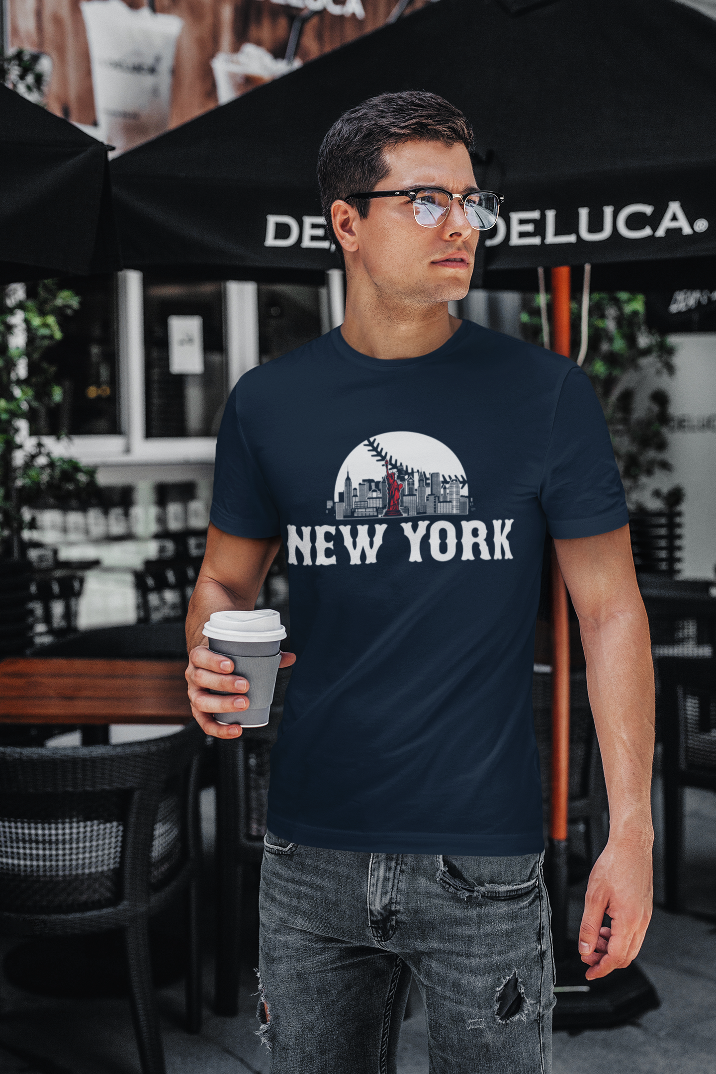 New York Baseball Skyline Sunset Men's T-Shirt