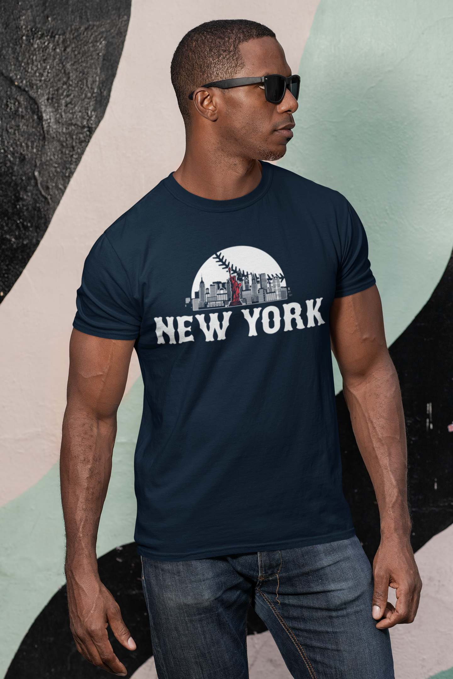 New York Baseball Skyline Sunset Men's T-Shirt