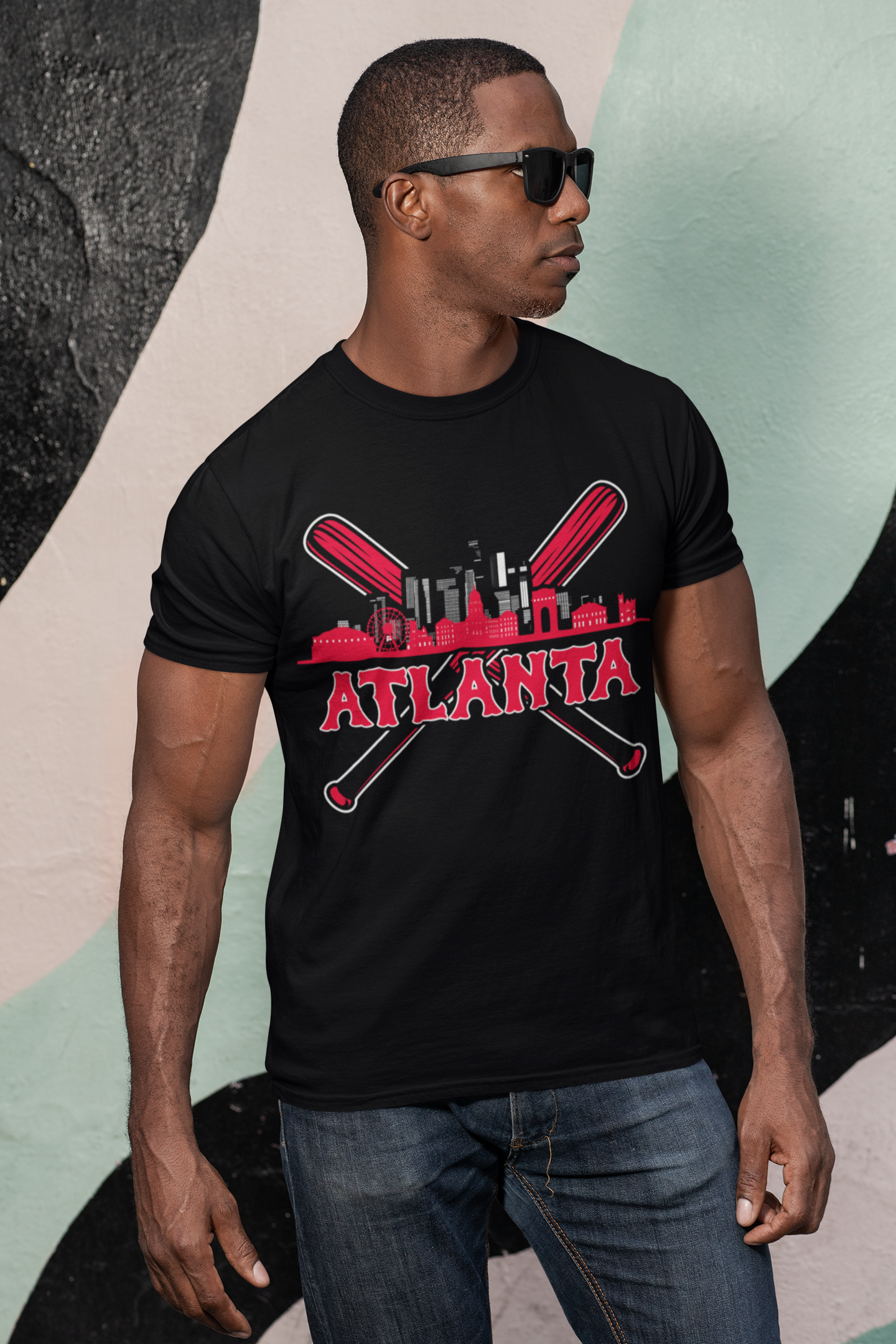 Atlanta Baseball Skyline Bat Men's T-Shirt