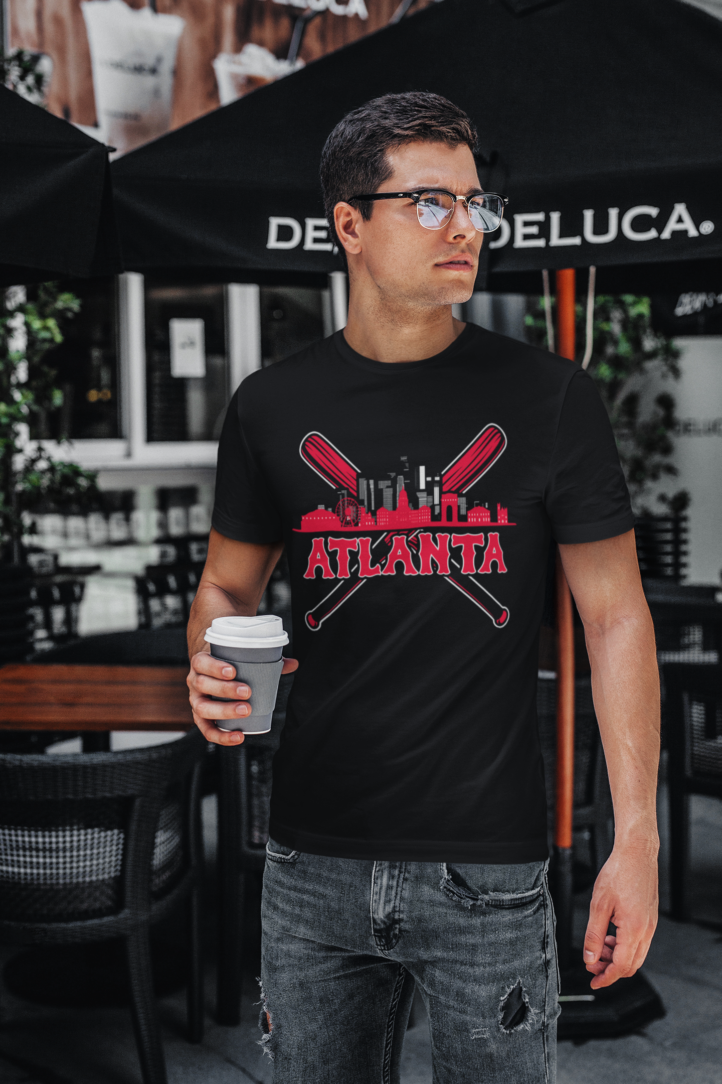 Atlanta Baseball Skyline Bat Men's T-Shirt