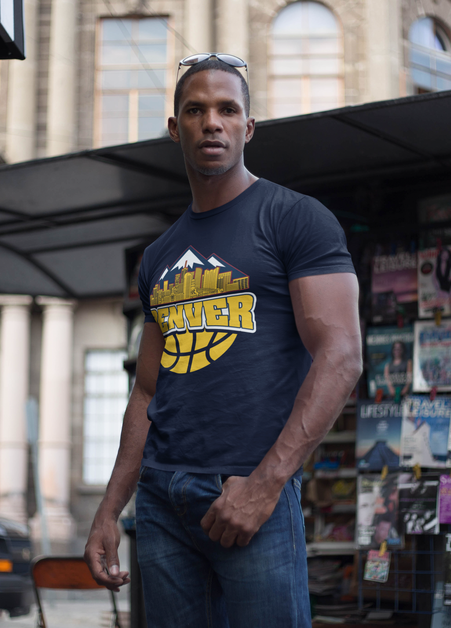 Denver Basketball Skyline Men's T-Shirt