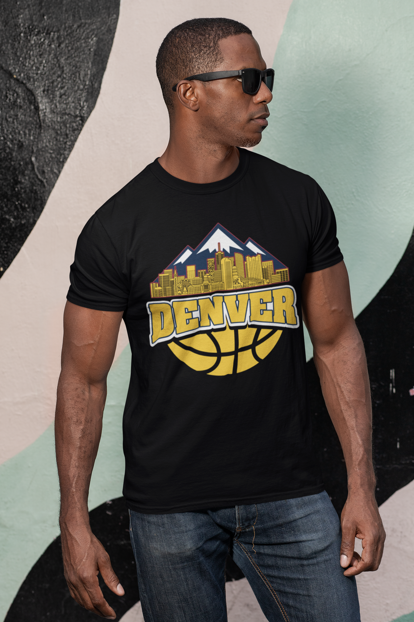 Denver Basketball Skyline Men's T-Shirt
