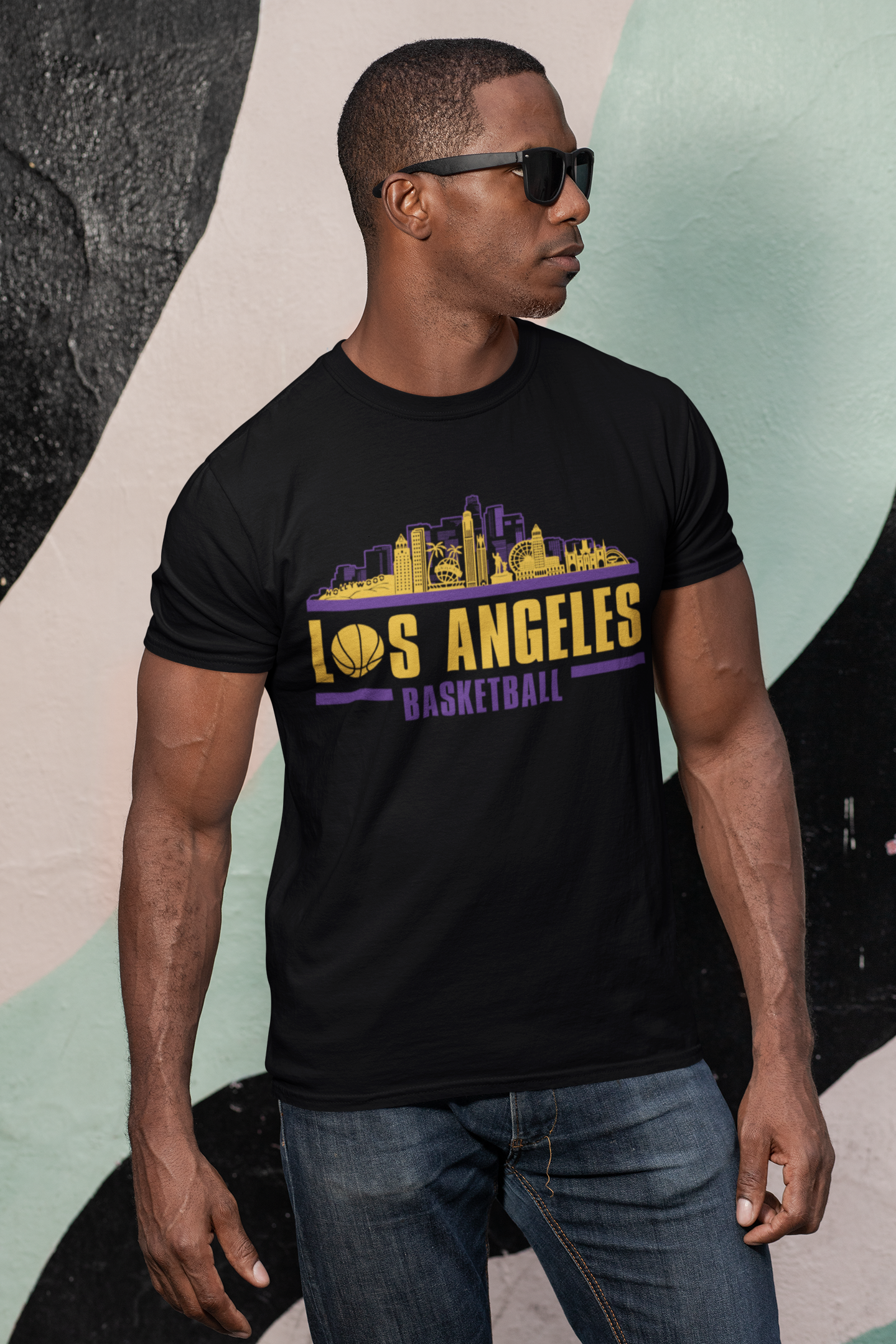 Los Angeles Basketball City Skyline Men's T-Shirt
