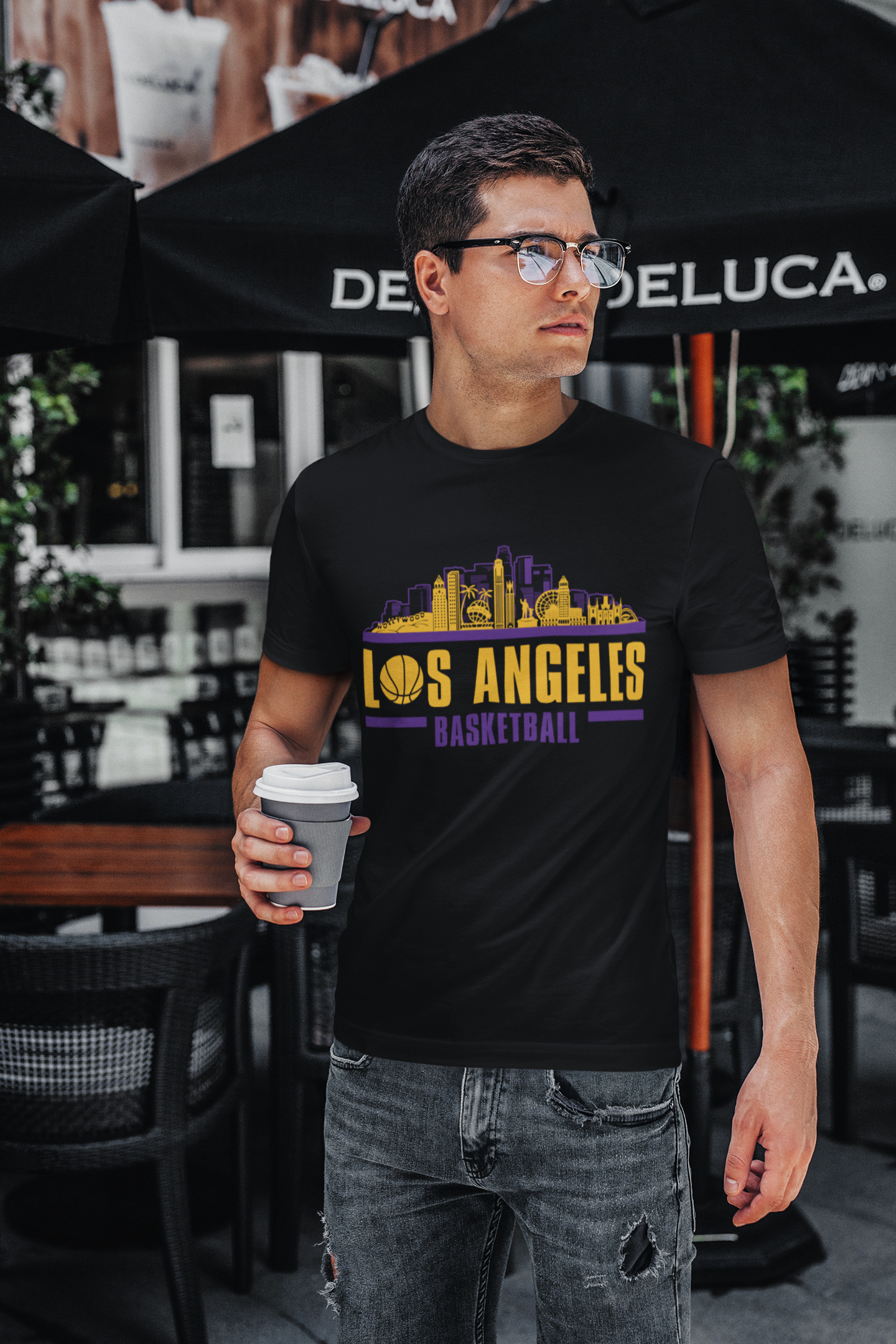 Los Angeles Basketball City Skyline Men's T-Shirt