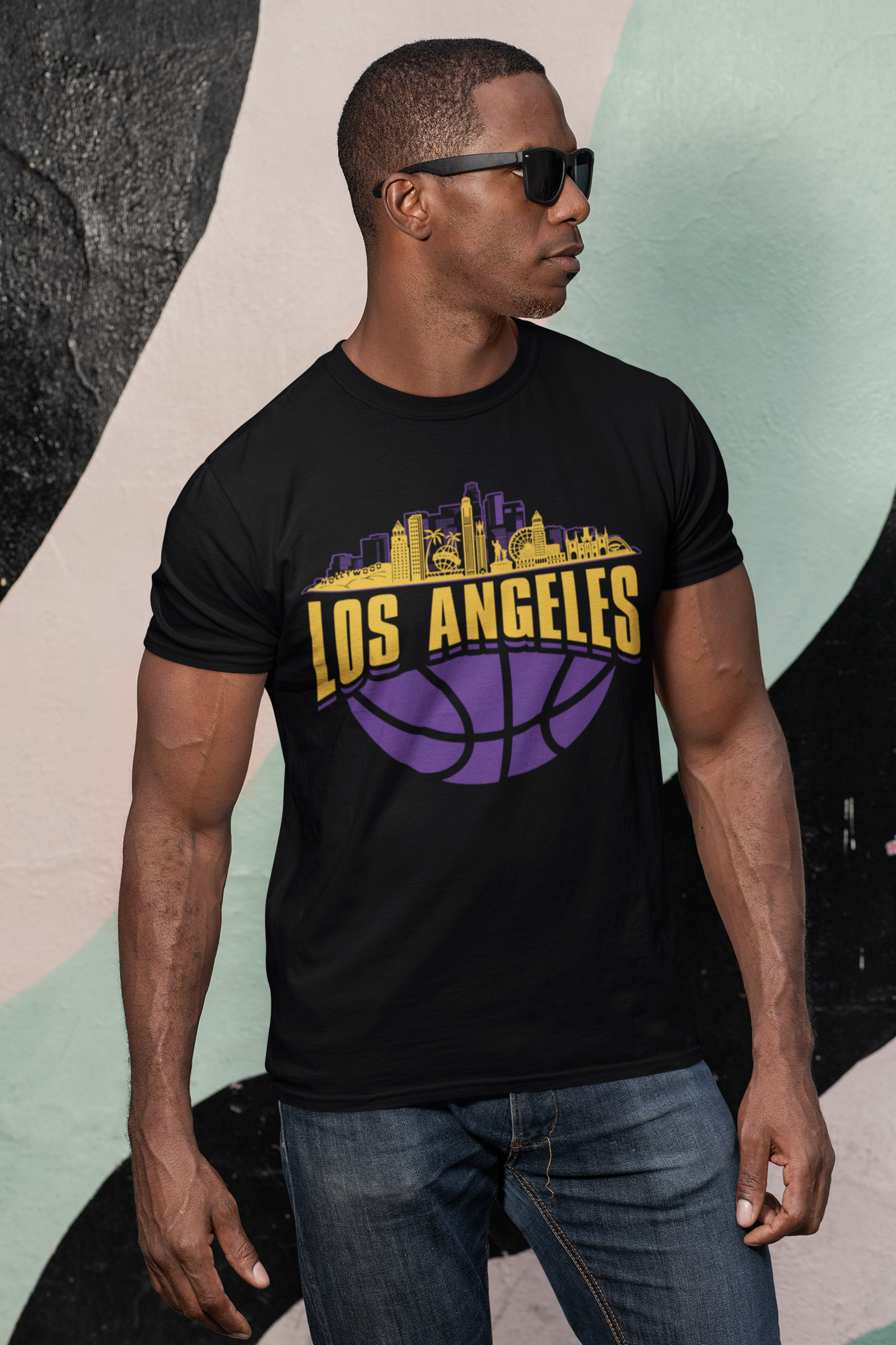 Los Angeles Basketball Skyline Men's T-Shirt