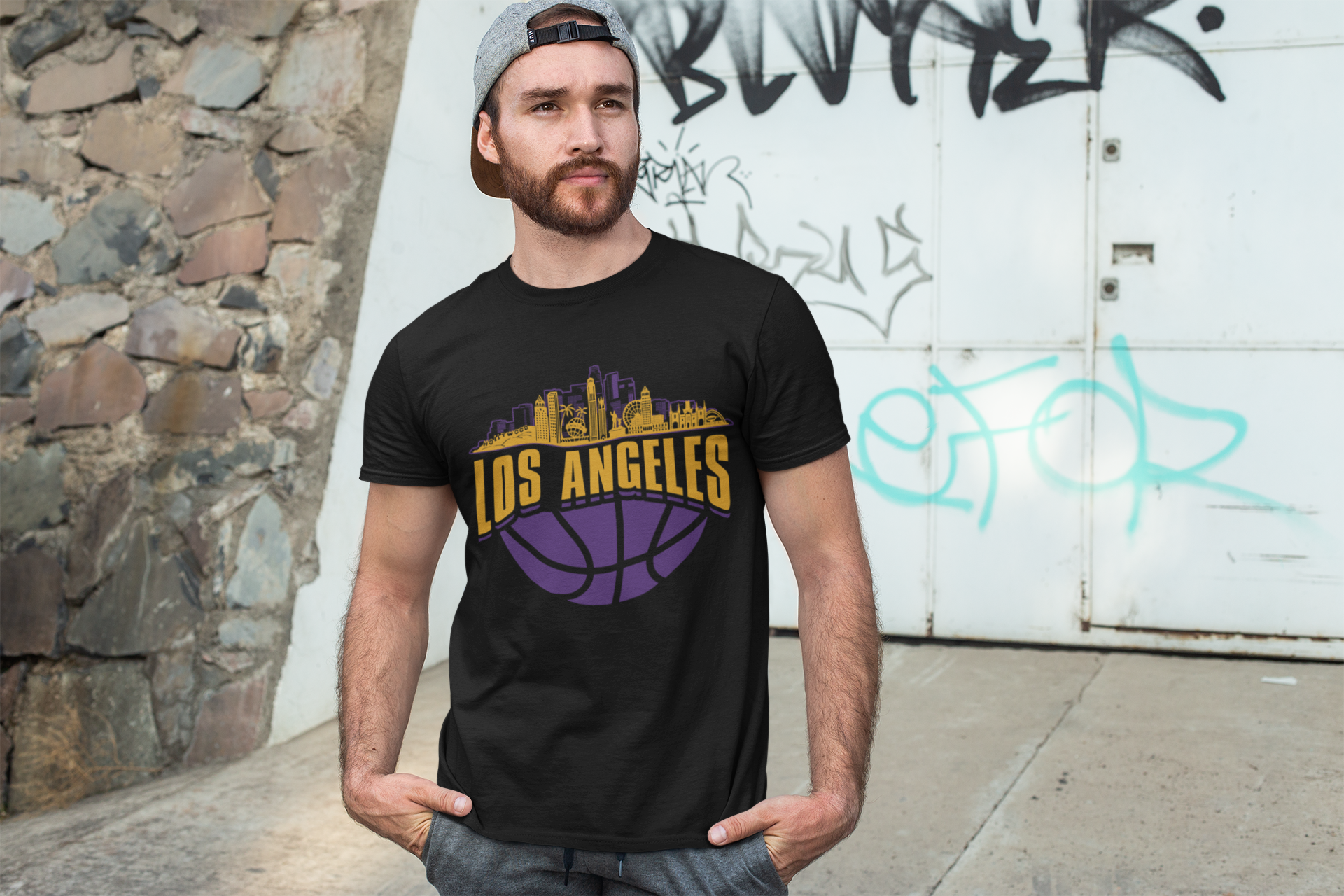 Los Angeles Basketball Skyline Men's T-Shirt