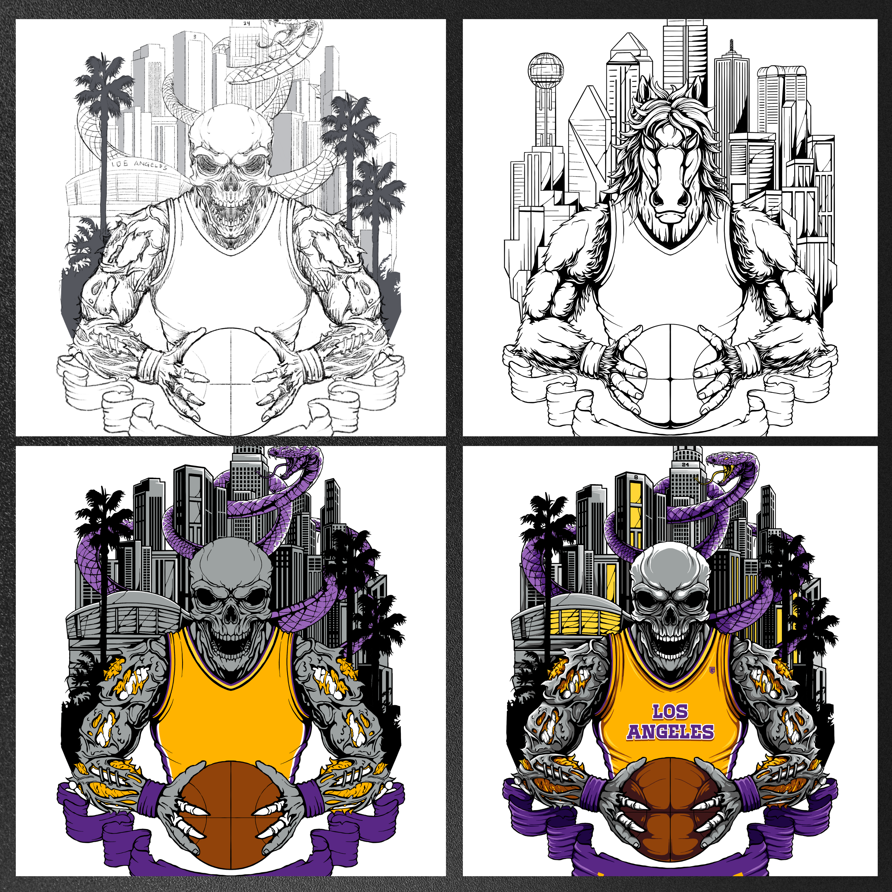 Los Angeles Basketball Skull Men's T-Shirt