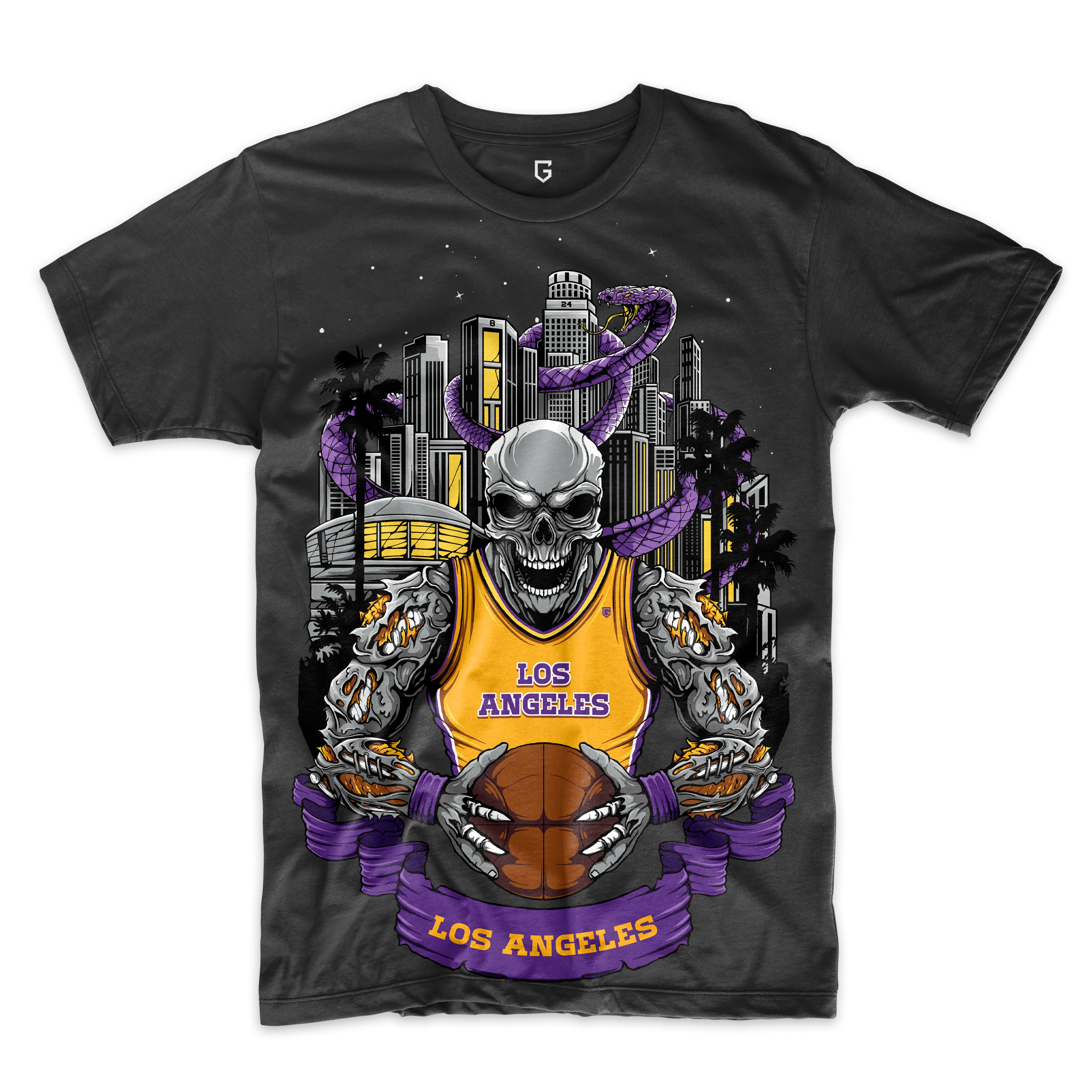 Los Angeles Basketball Skull Men's T-Shirt