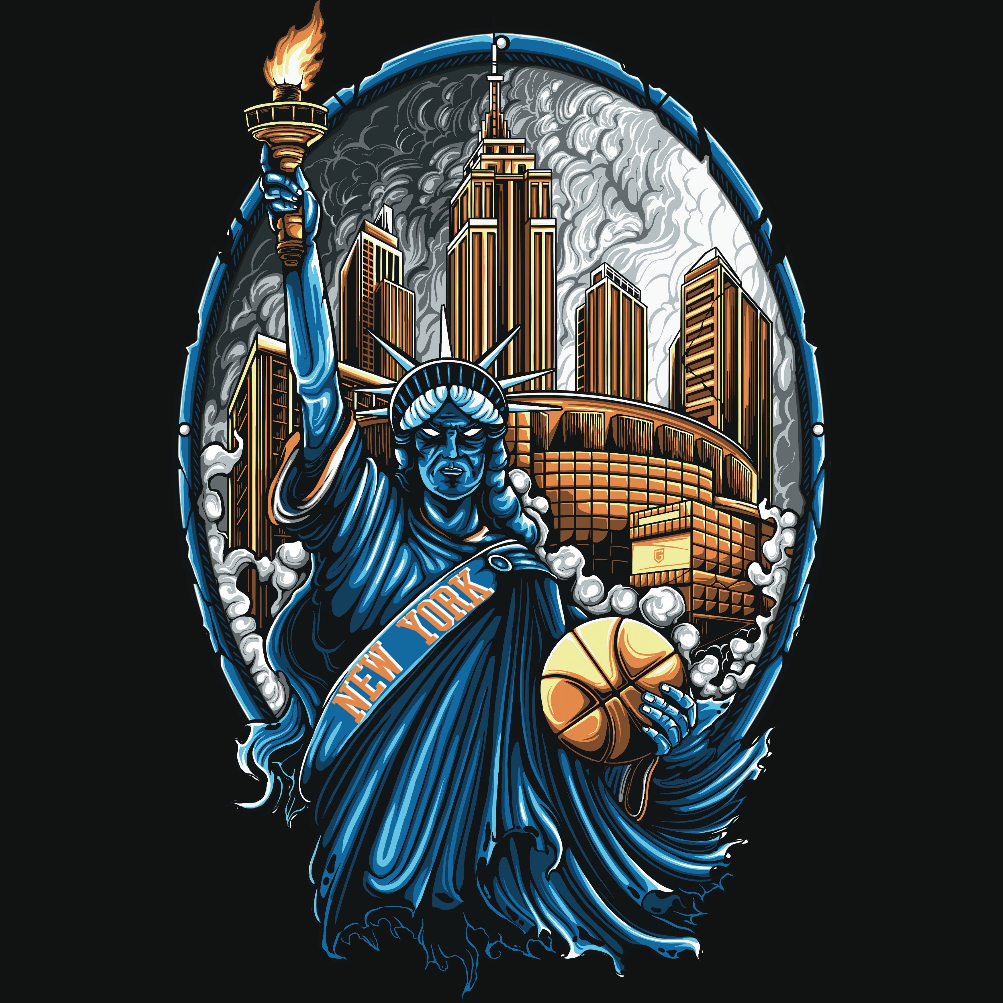 New York Basketball Statue of Liberty Men's T-Shirt