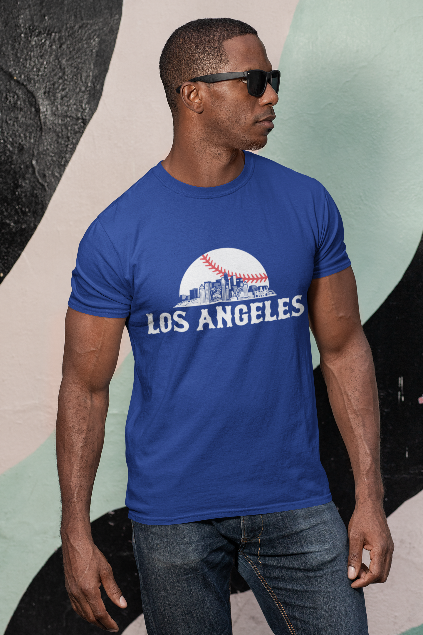 Los Angeles Baseball Skyline Sunset Men's T-Shirt