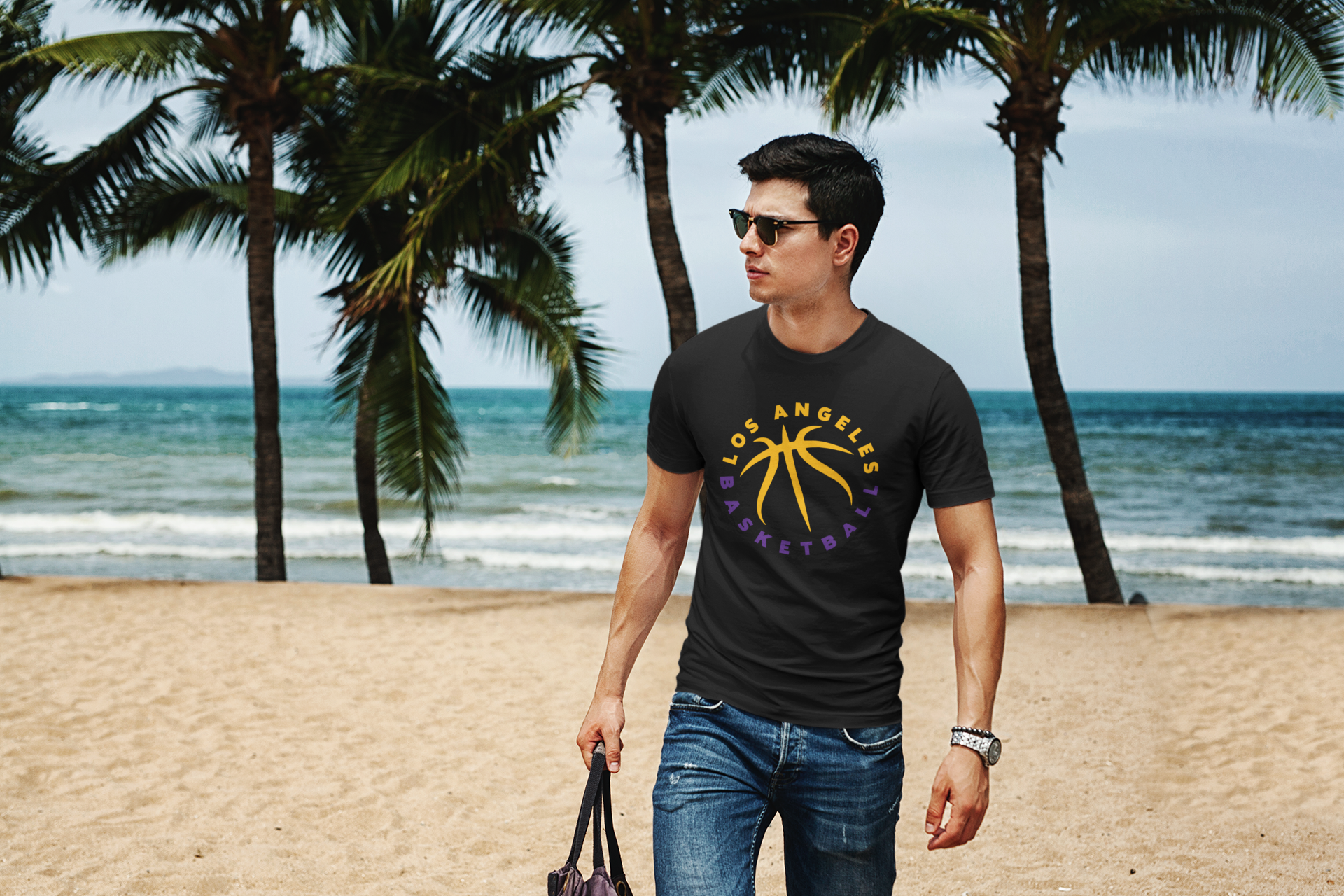 Los Angeles Basketball Seams Men's T-Shirt