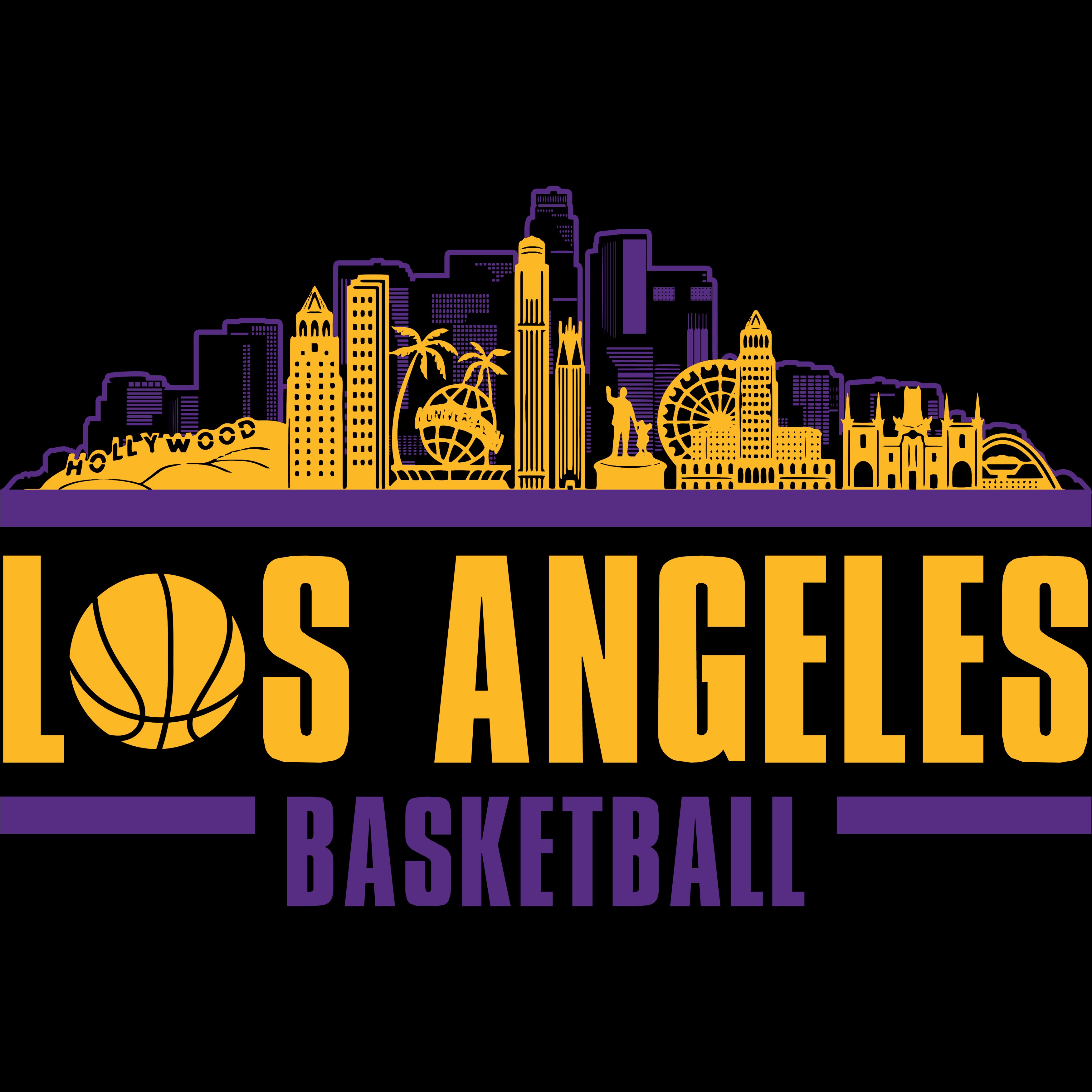 Los Angeles Basketball Skyline Men's Graphic Hoodie