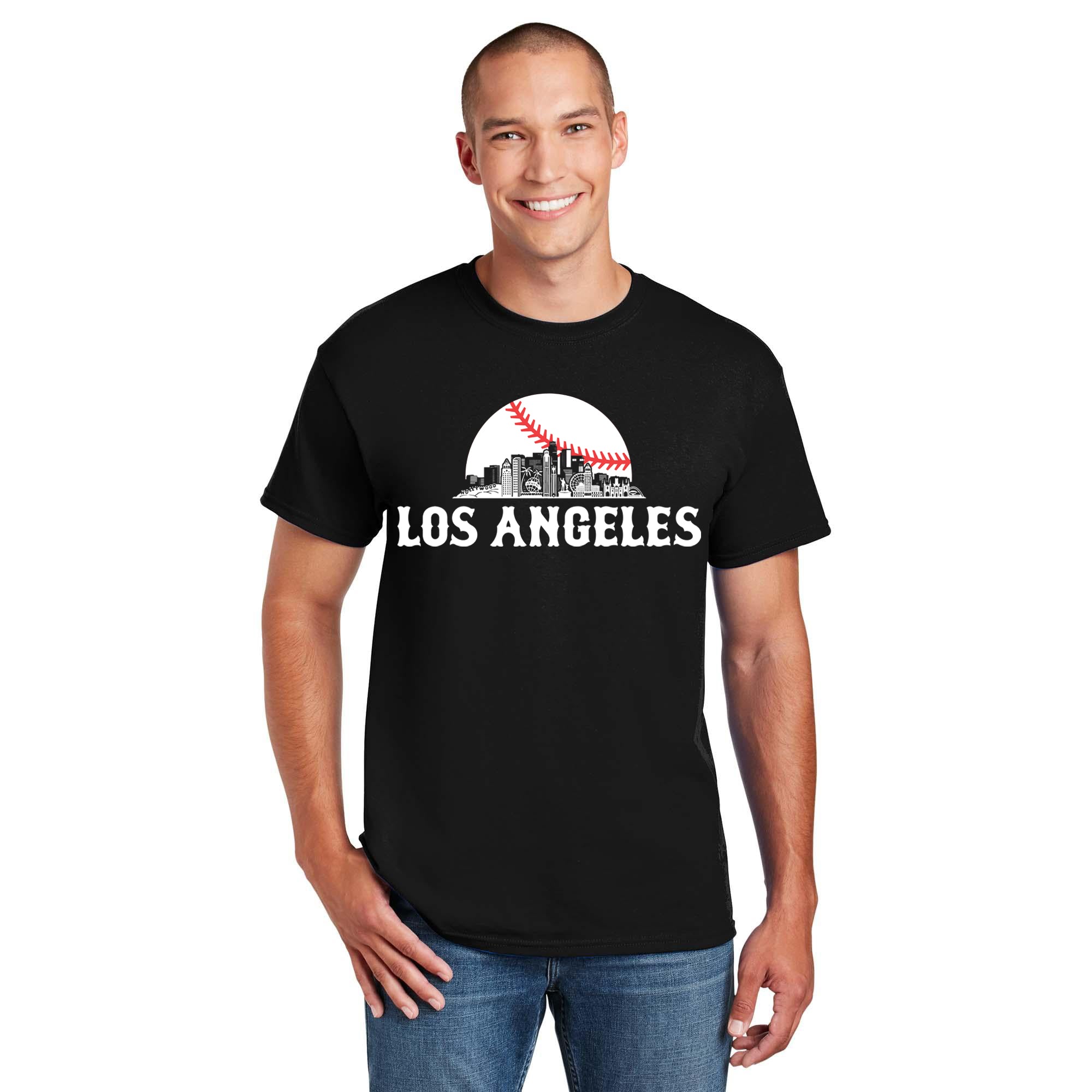 Los Angeles Baseball Skyline Sunset Men's T-Shirt