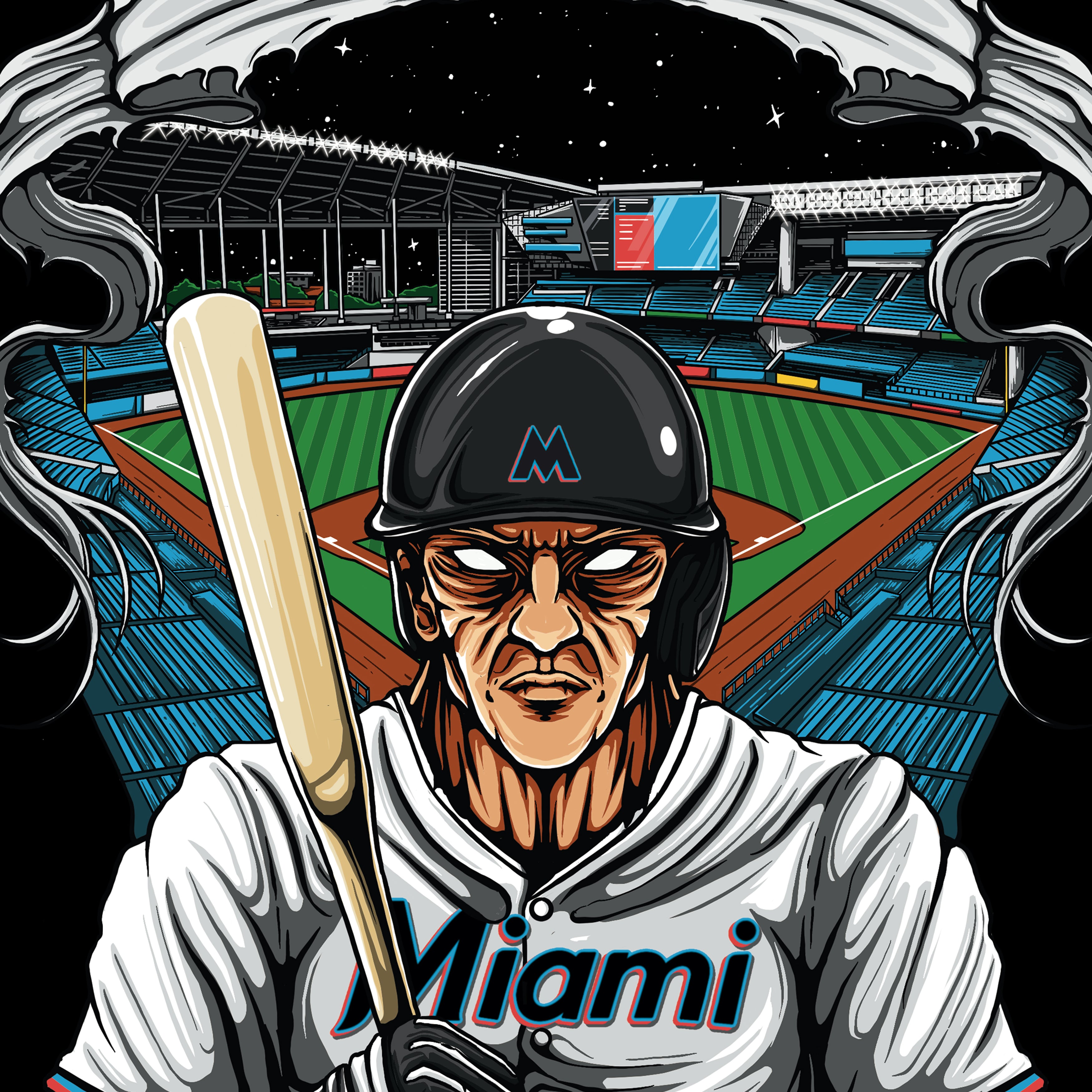 Miami Baseball Men's Graphic Hoodie