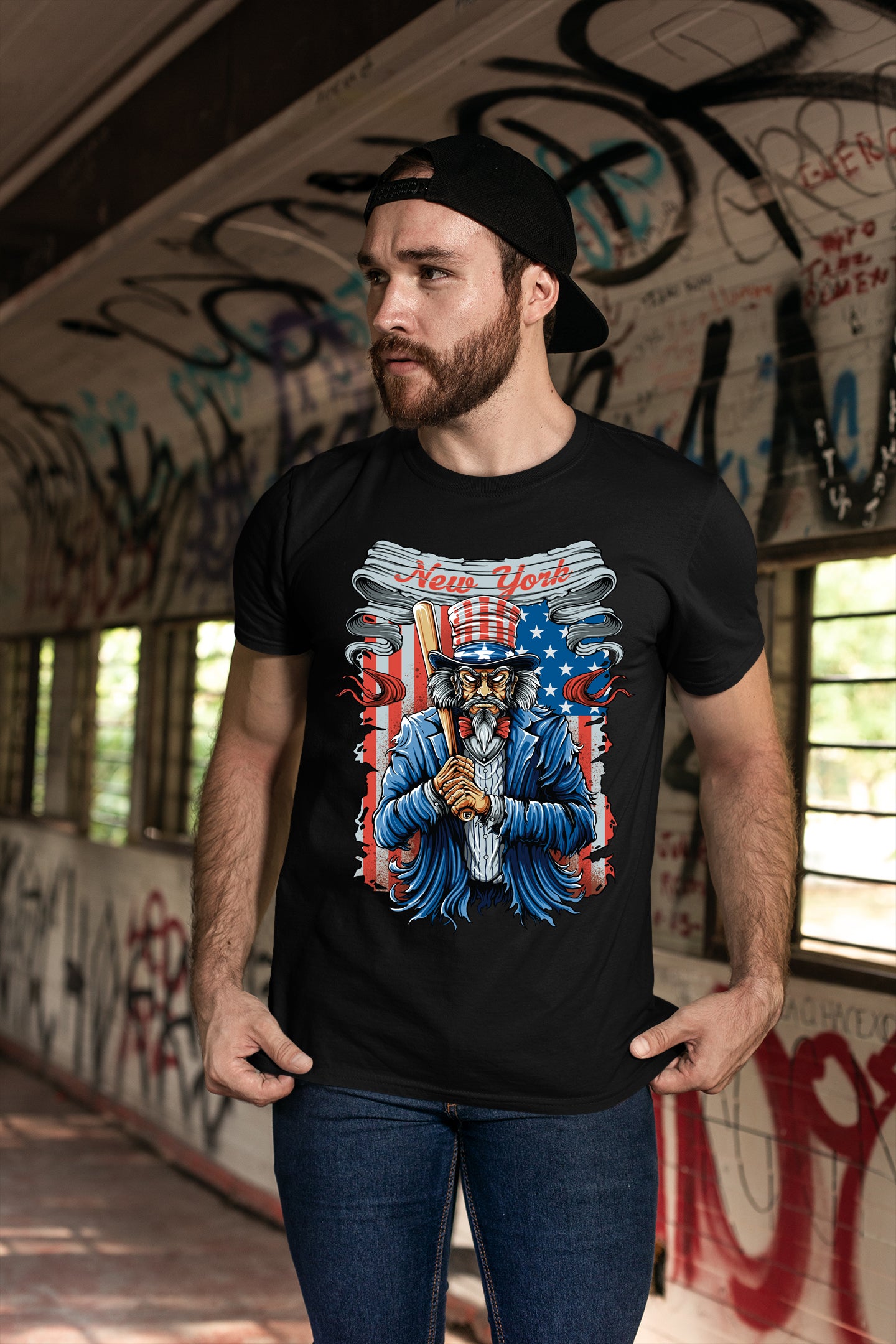 New York Baseball Uncle Sam Men's Graphic T-Shirt