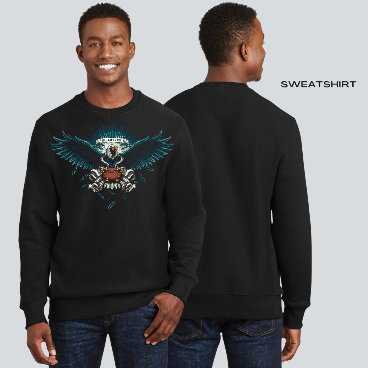 Philadelphia Football Bundle 4-Piece: Hoodie + Sweatshirt + Short Sleeve Tee + Long Sleeve T-Shirt