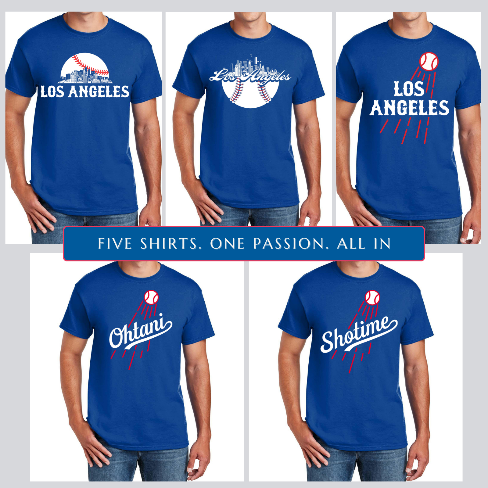 Los Angeles Baseball 5-Pack Shirt Bundle – Blue