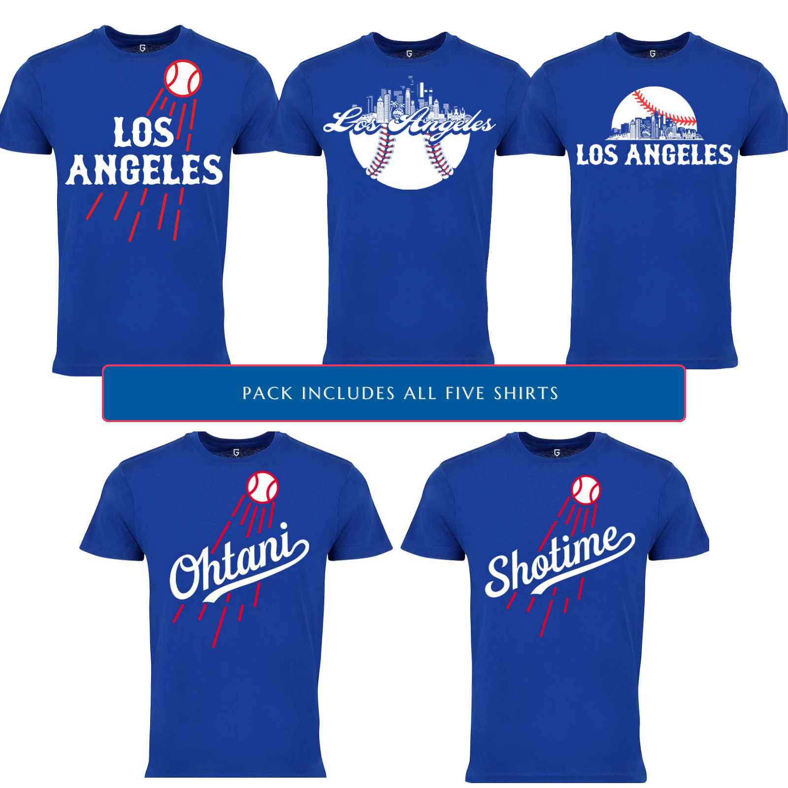 Los Angeles Baseball 5-Pack Shirt Bundle – Blue