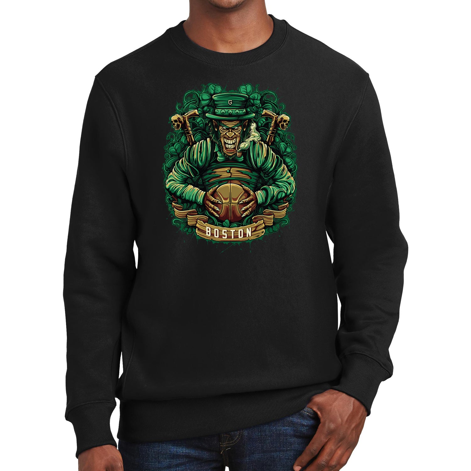 Boston Leprechaun Basketball Men's Graphic Sweatshirt